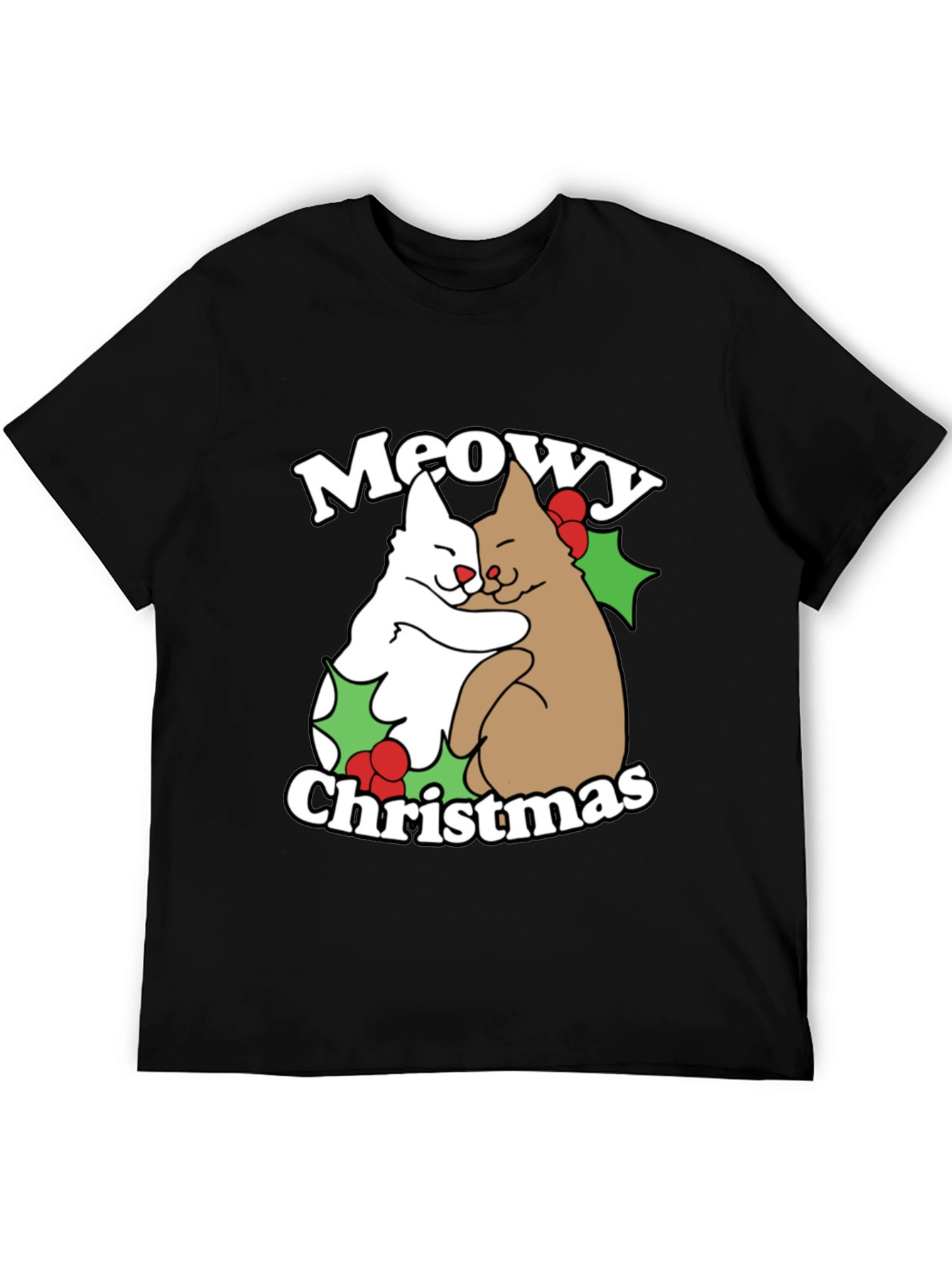 Meowy Christmas Cat Hug T-Shirt