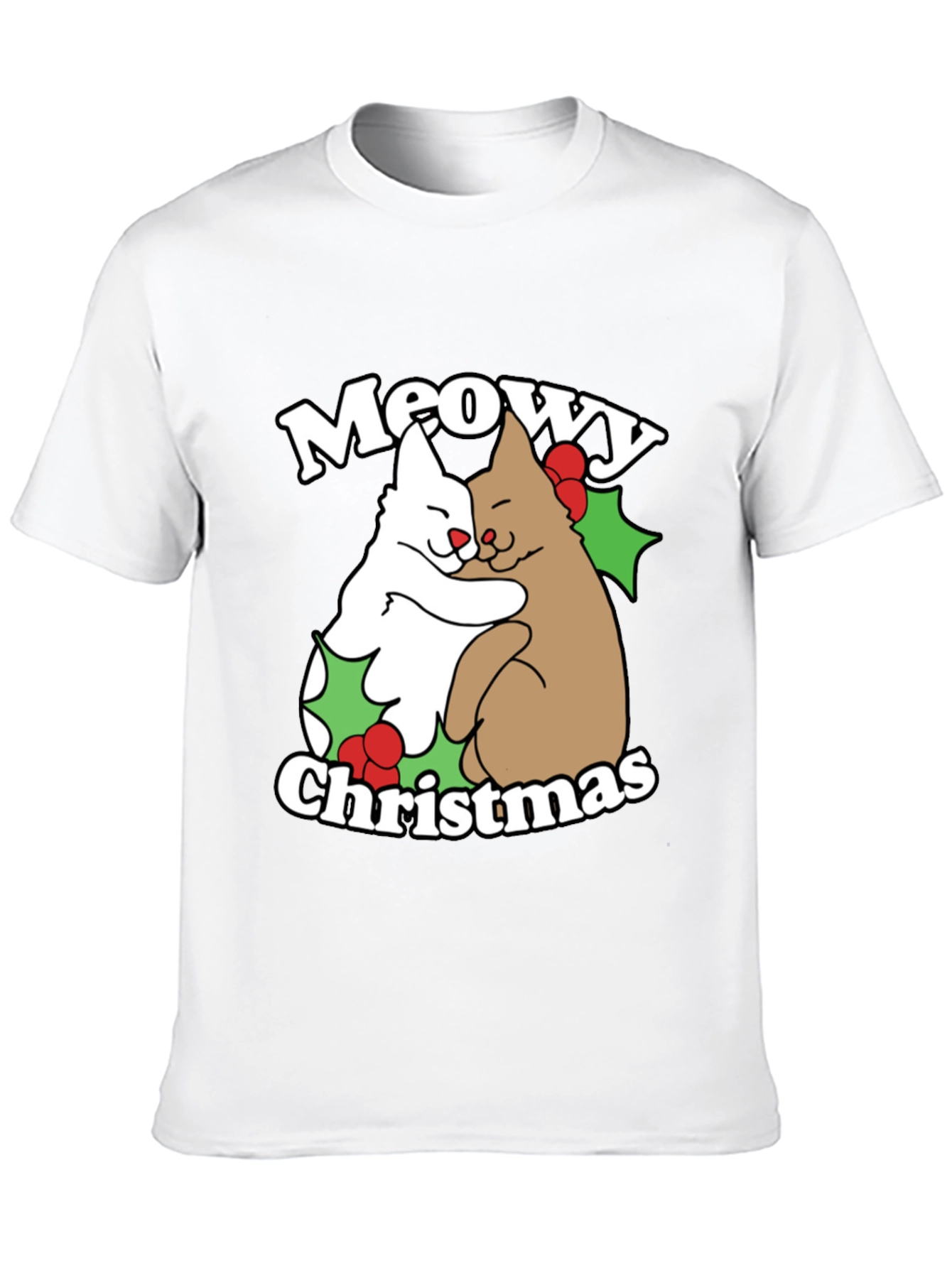 Meowy Christmas Cat Hug T-Shirt