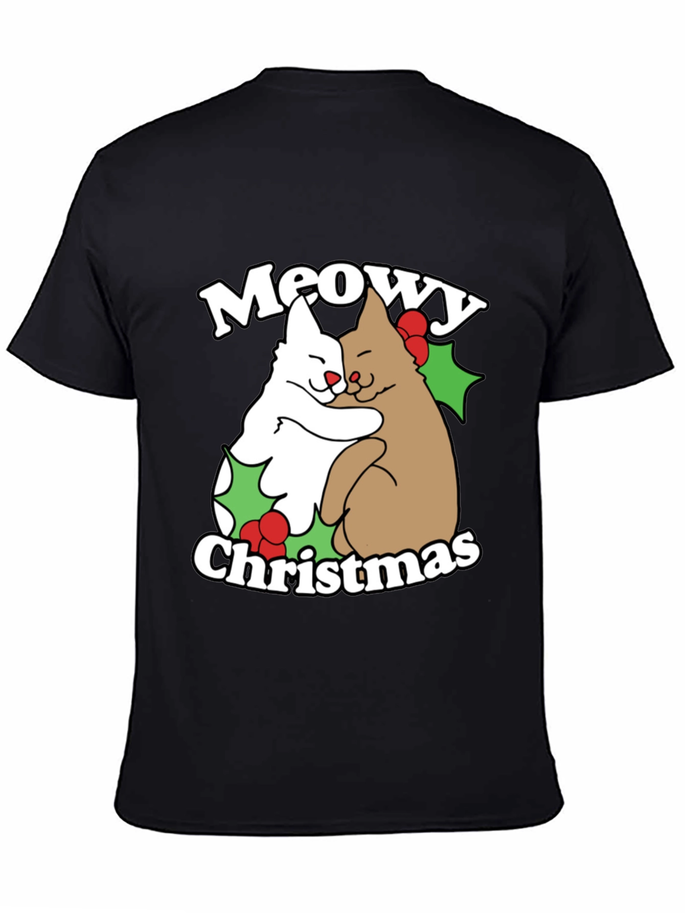 Meowy Christmas Cat Hug T-Shirt