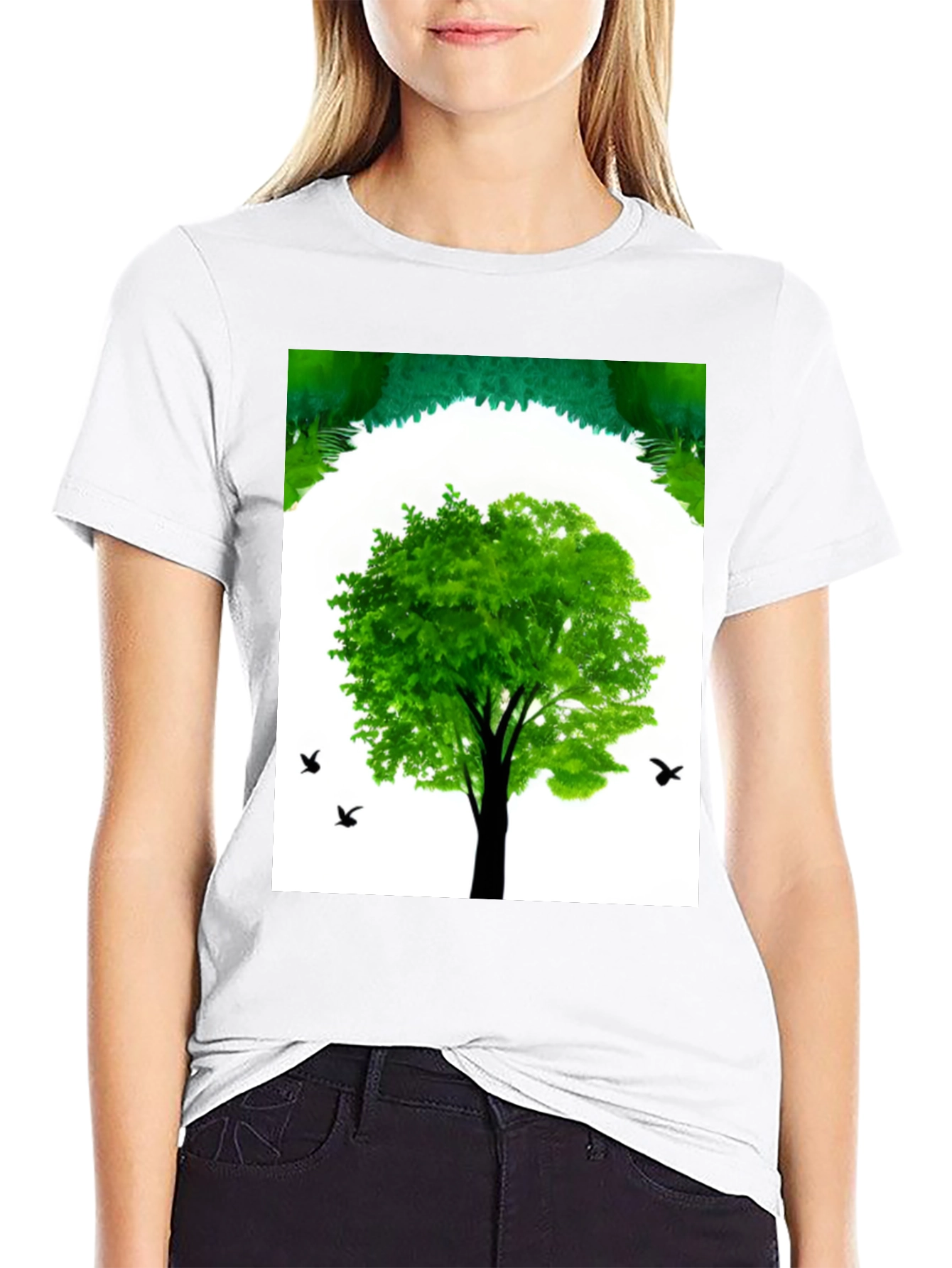 Nature Tree Graphic Black T-Shirt