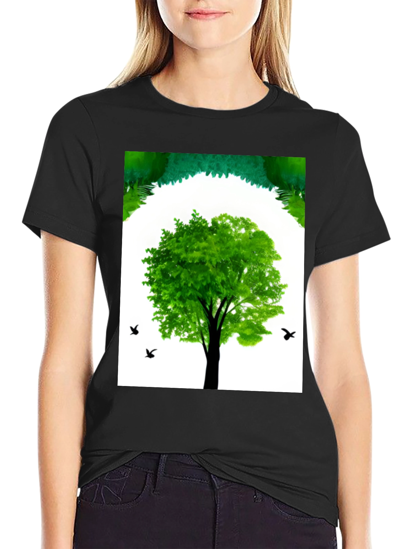 Nature Tree Graphic Black T-Shirt