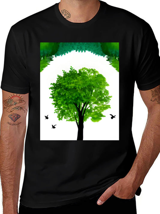 Nature Tree Graphic Black T-Shirt
