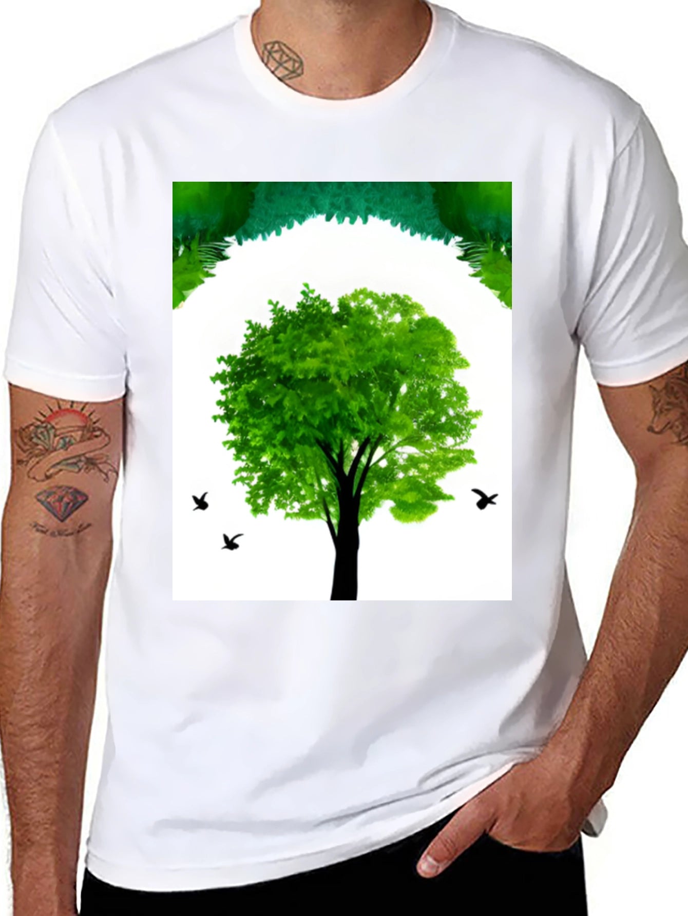 Nature Tree Graphic Black T-Shirt