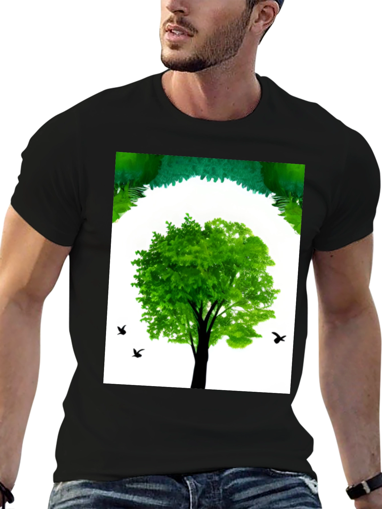 Nature Tree Graphic Black T-Shirt