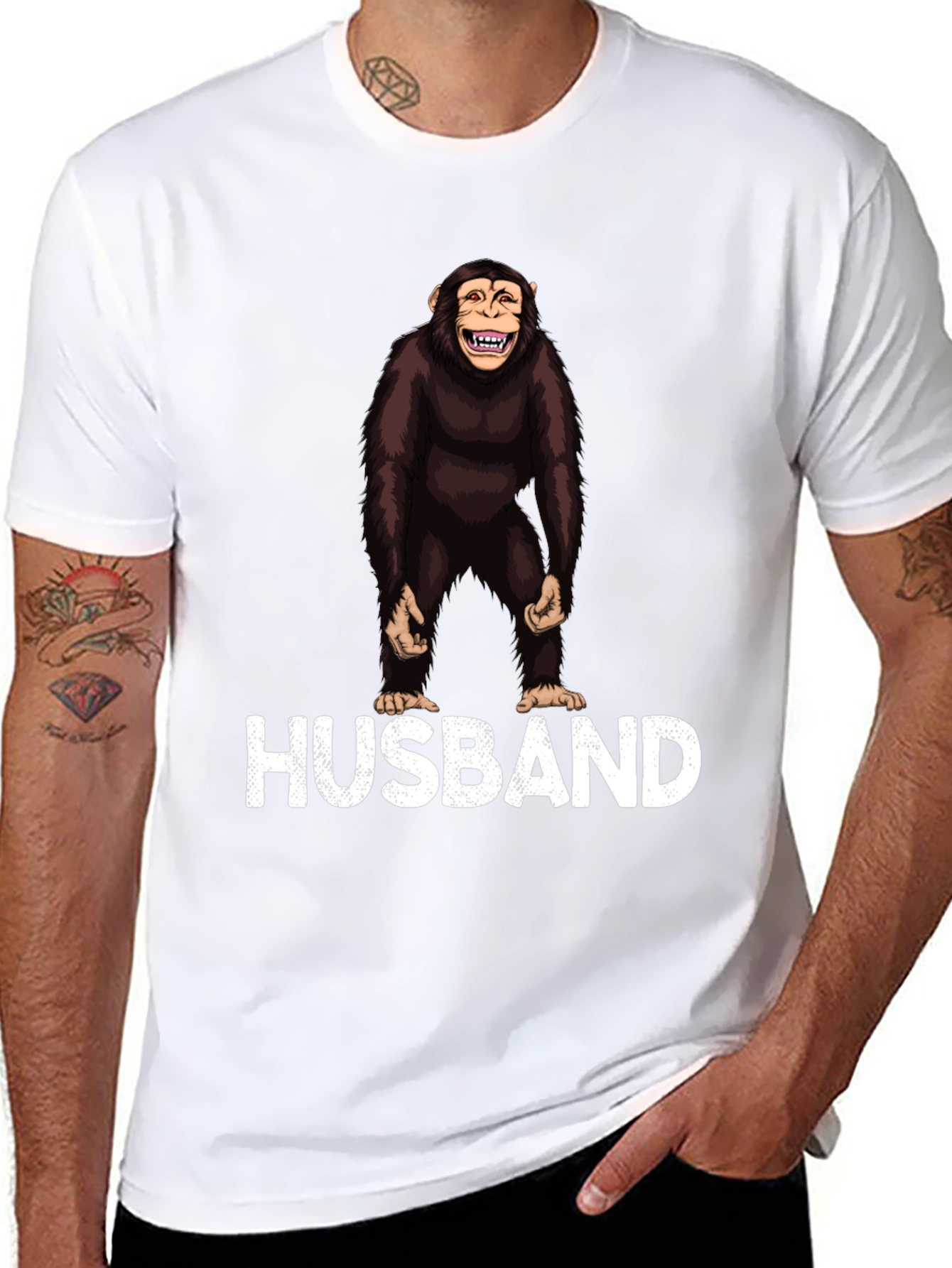 Husband Monkey Graphic Novelty T-Shirt