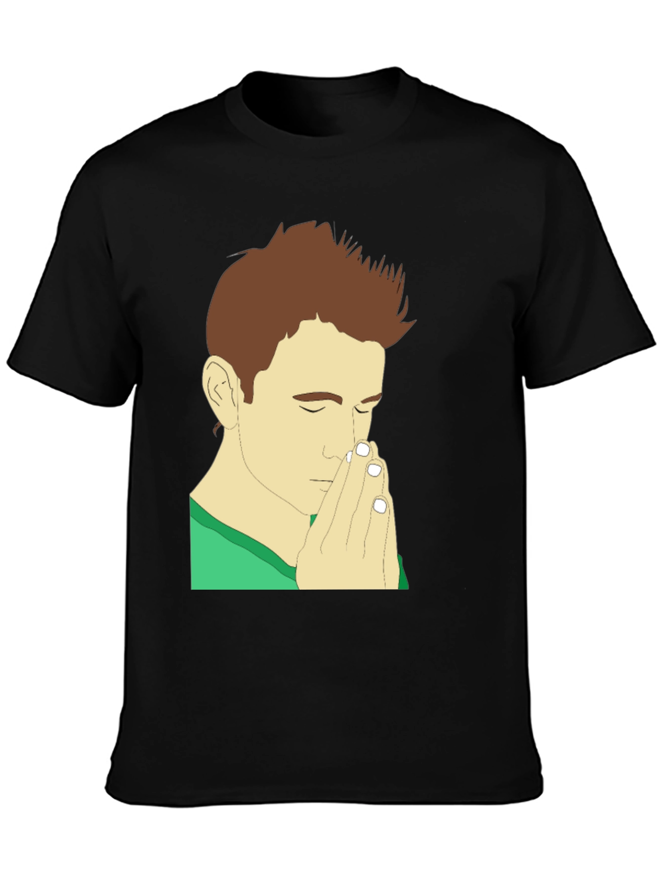 Praying Man Graphic Tee - Black Cotton T-Shirt