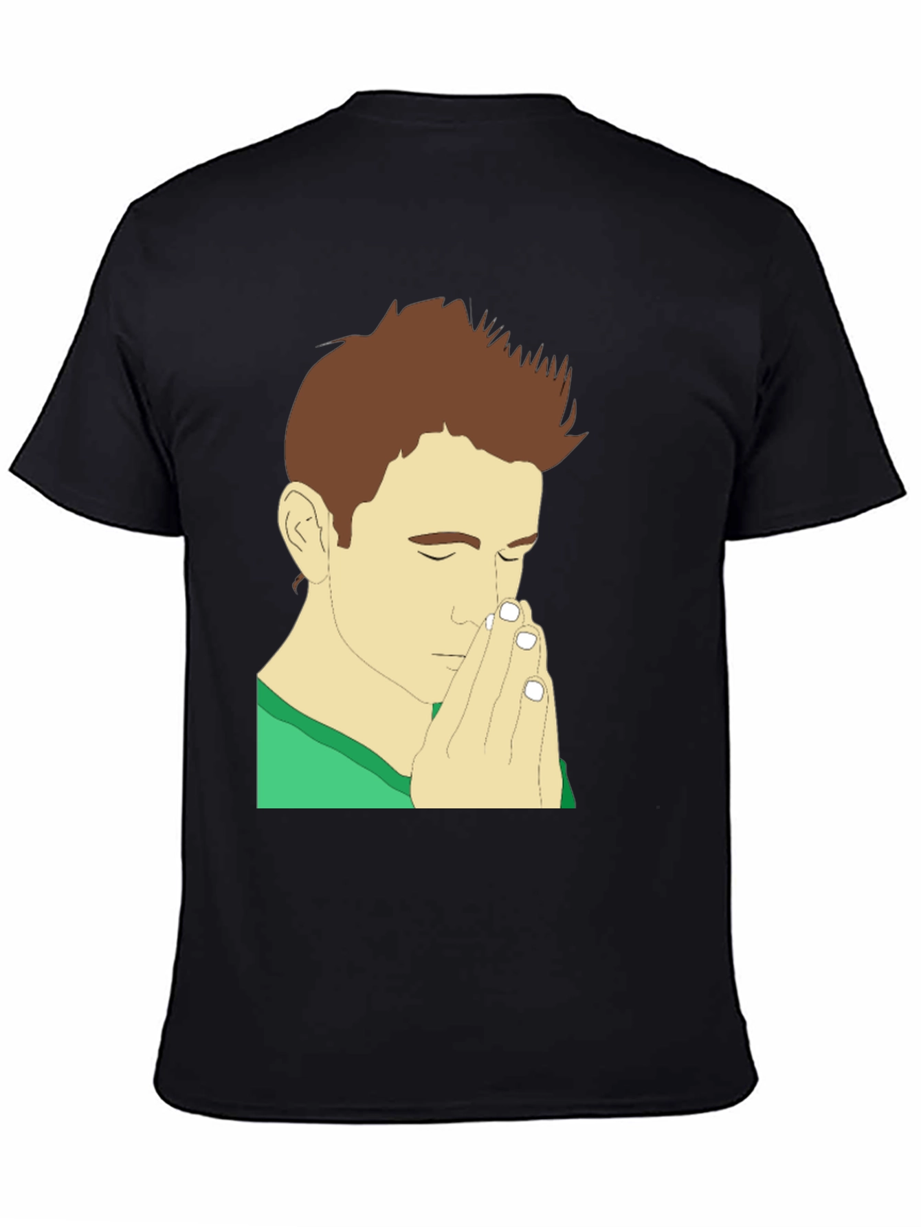 Praying Man Graphic Tee - Black Cotton T-Shirt