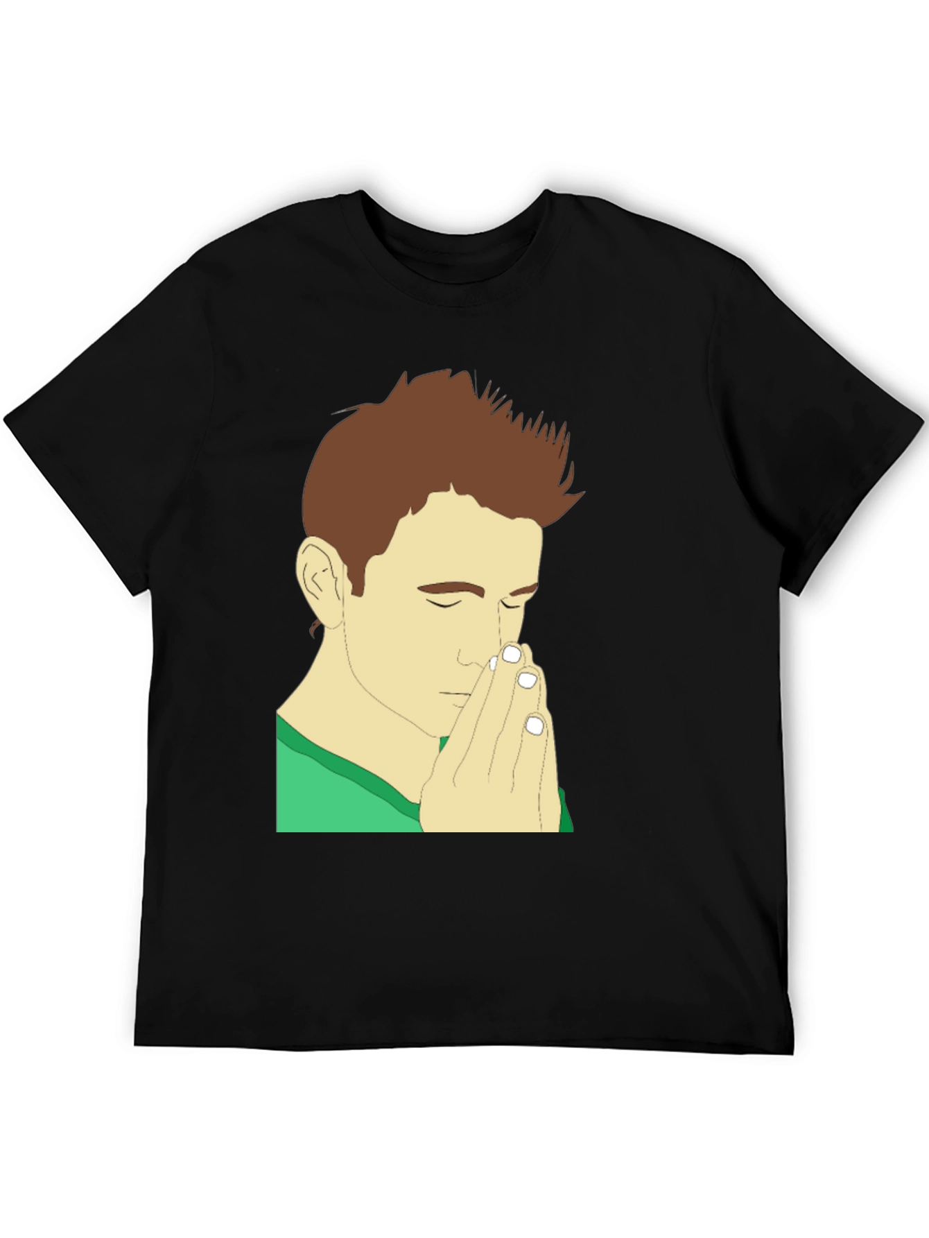 Praying Man Graphic Tee - Black Cotton T-Shirt