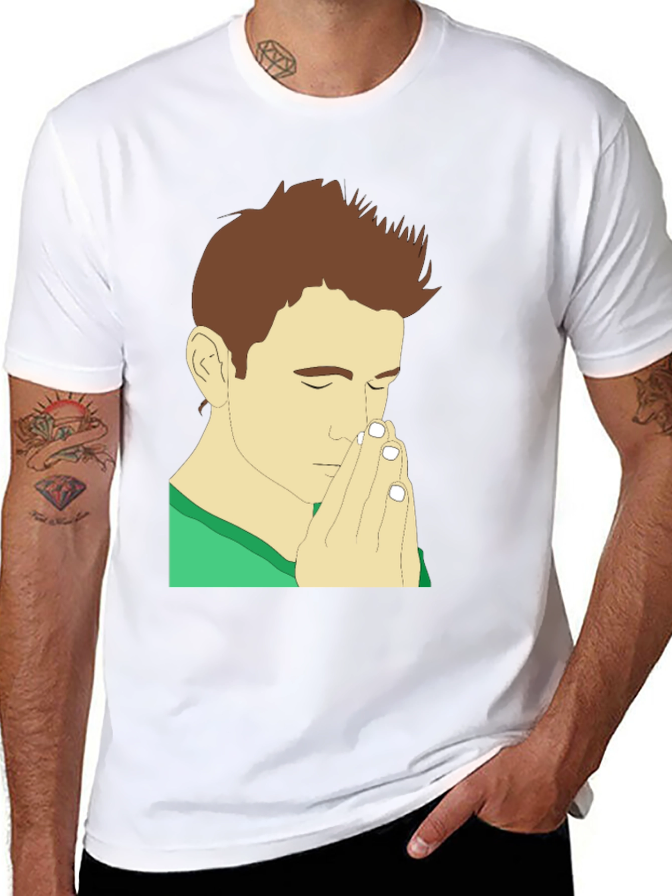 Praying Man Graphic Tee - Black Cotton T-Shirt
