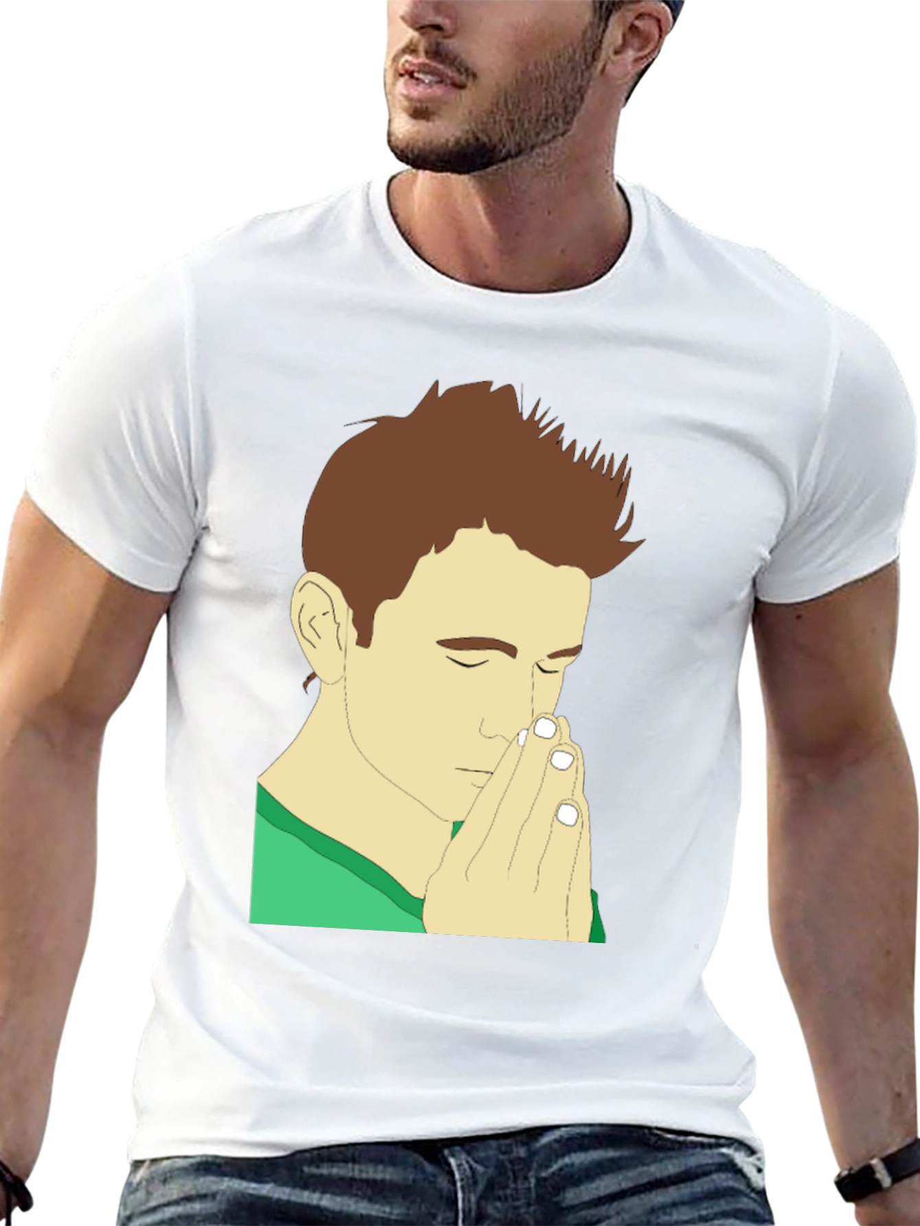 Praying Man Graphic Tee - Black Cotton T-Shirt