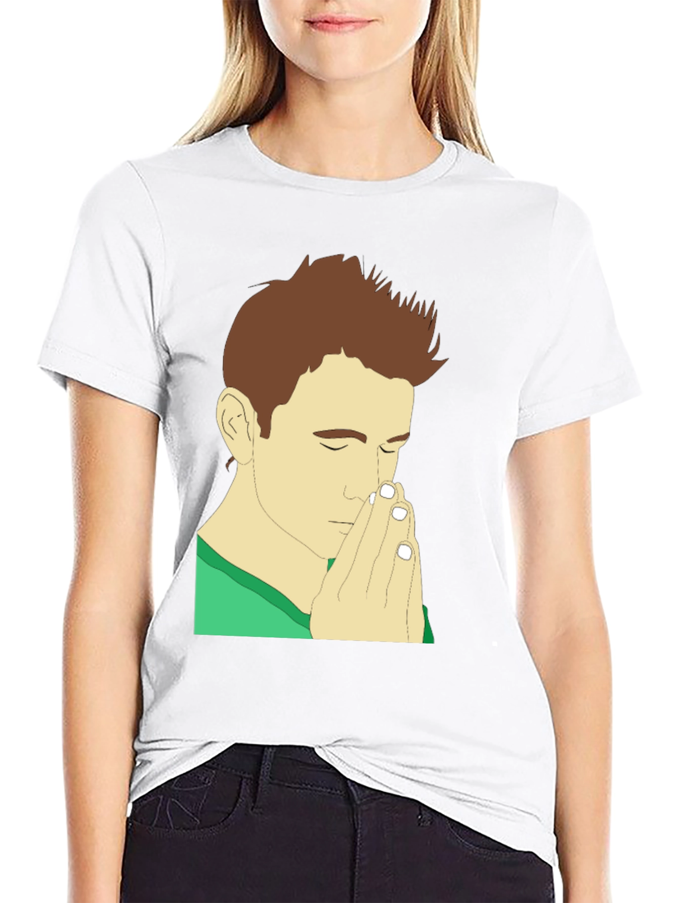 Praying Man Graphic Tee - Black Cotton T-Shirt