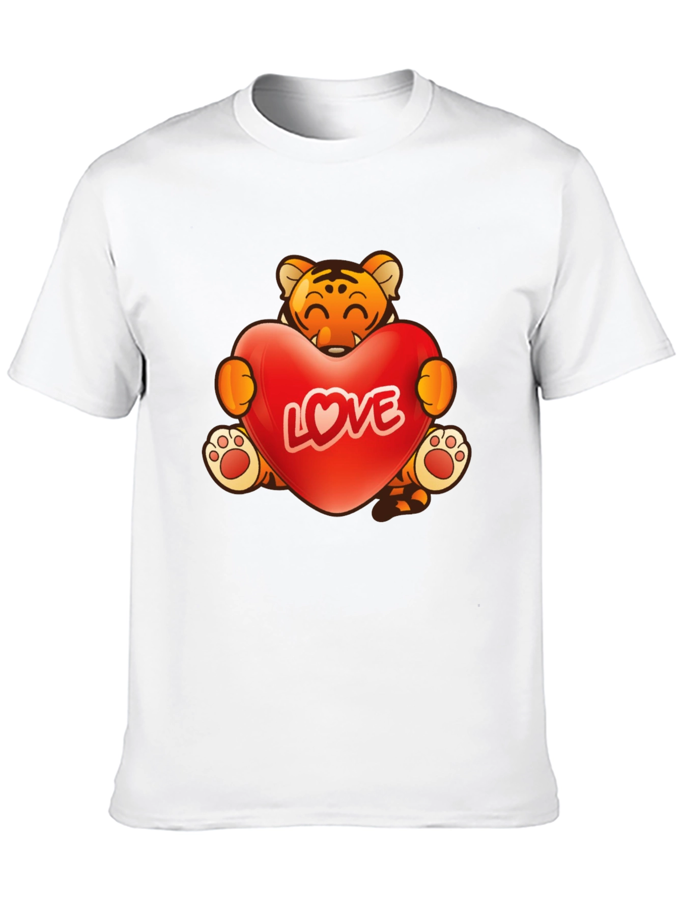 Cute Tiger Love Heart Graphic T-Shirt