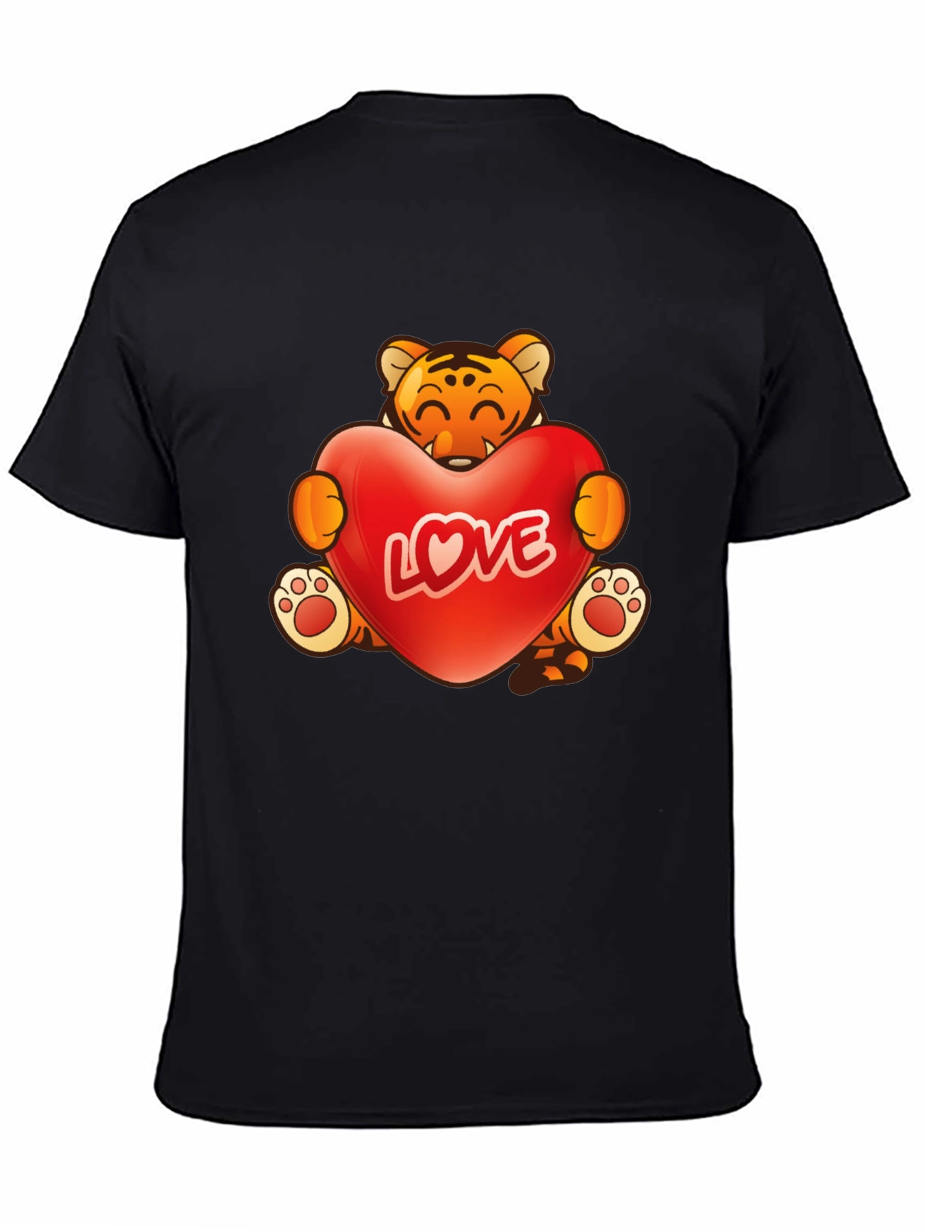 Cute Tiger Love Heart Graphic T-Shirt