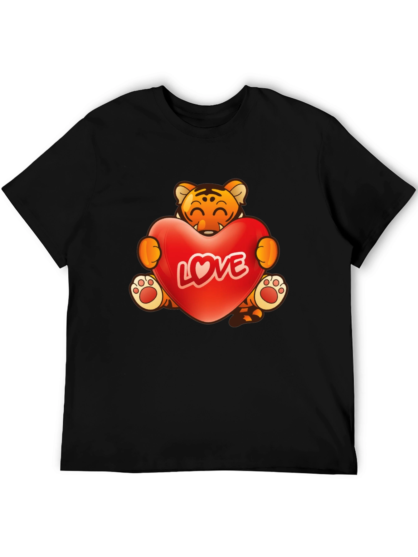 Cute Tiger Love Heart Graphic T-Shirt