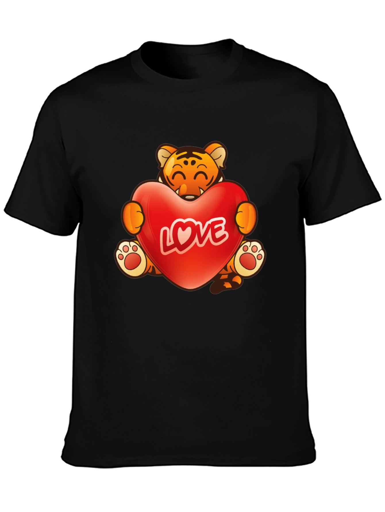 Cute Tiger Love Heart Graphic T-Shirt