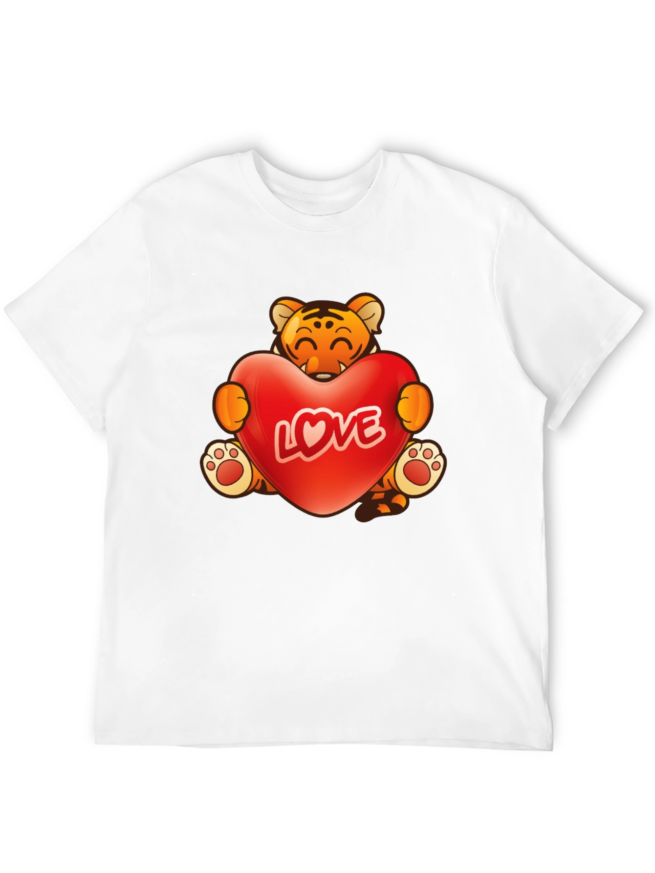 Cute Tiger Love Heart Graphic T-Shirt