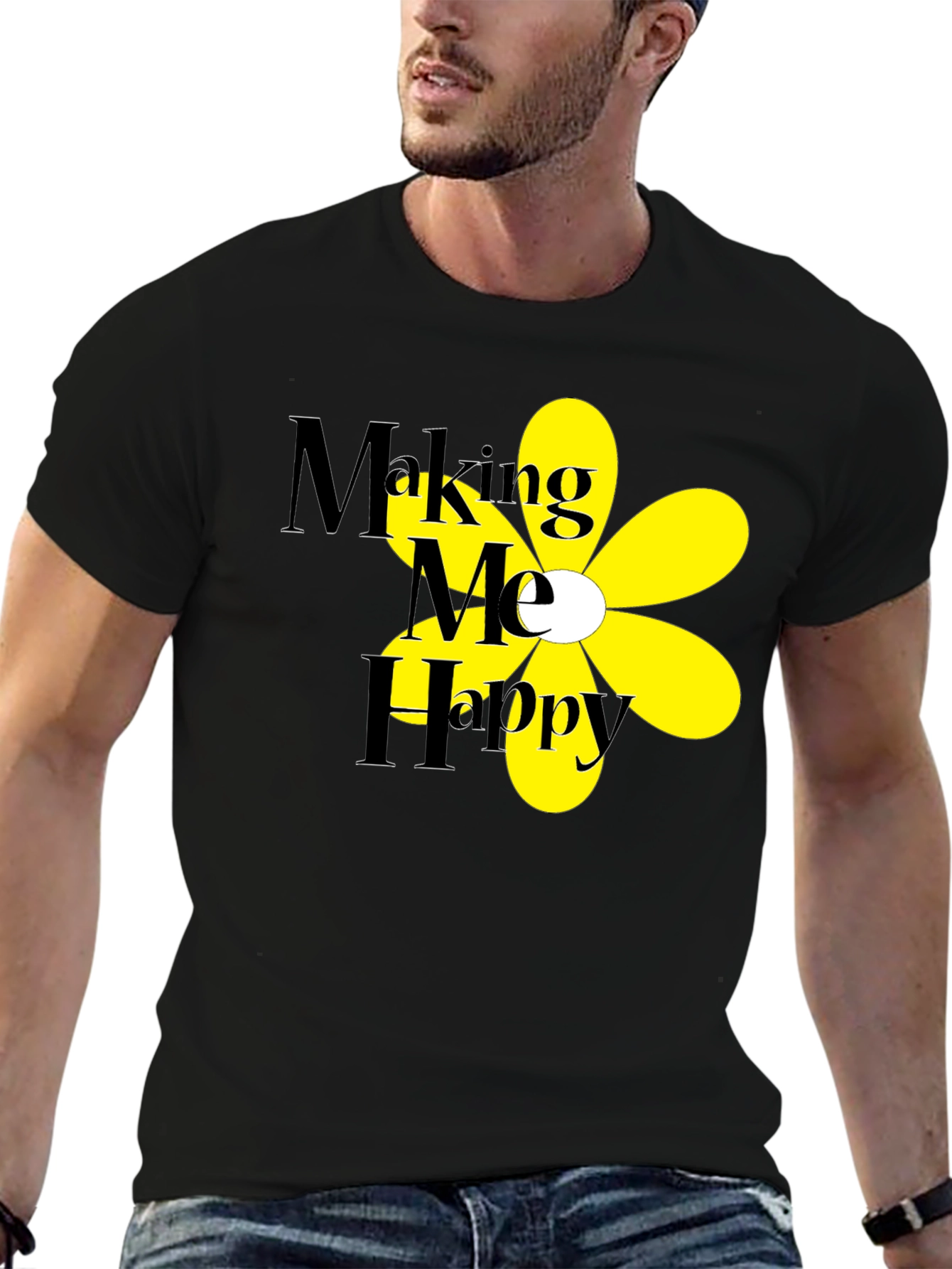 Making Me Happy T-Shirt - Black Floral Tee