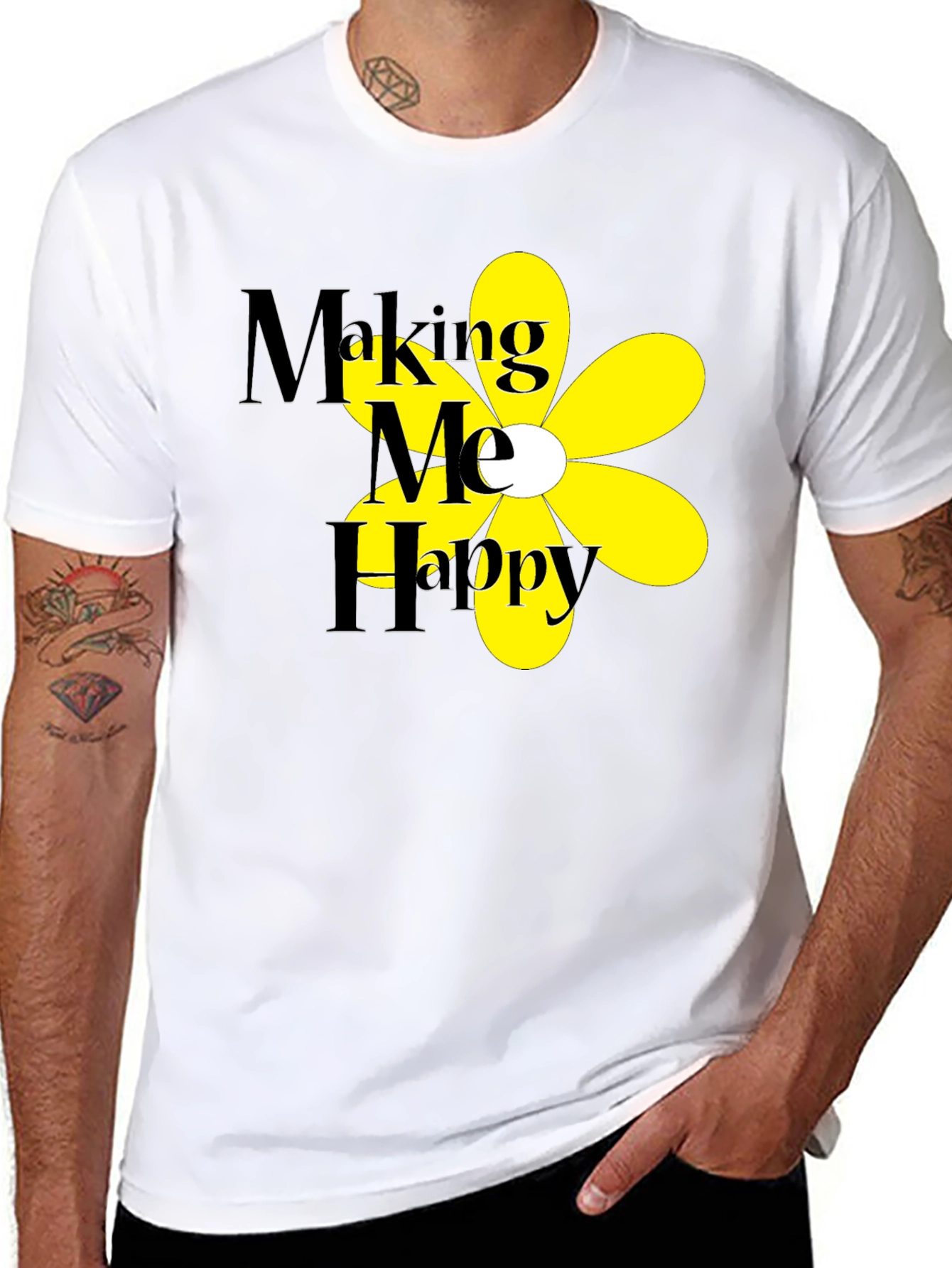 Making Me Happy T-Shirt - Black Floral Tee