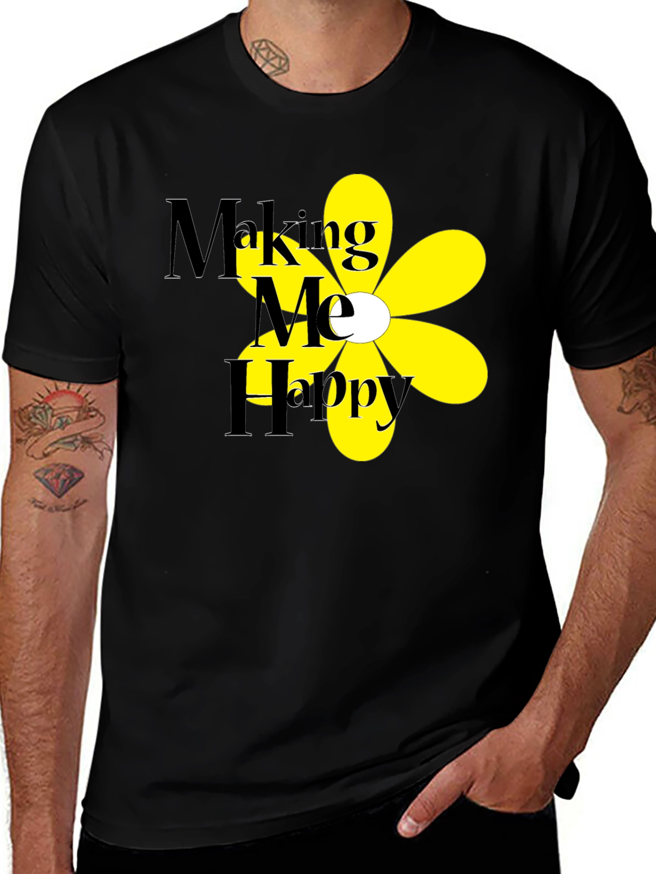 Making Me Happy T-Shirt - Black Floral Tee