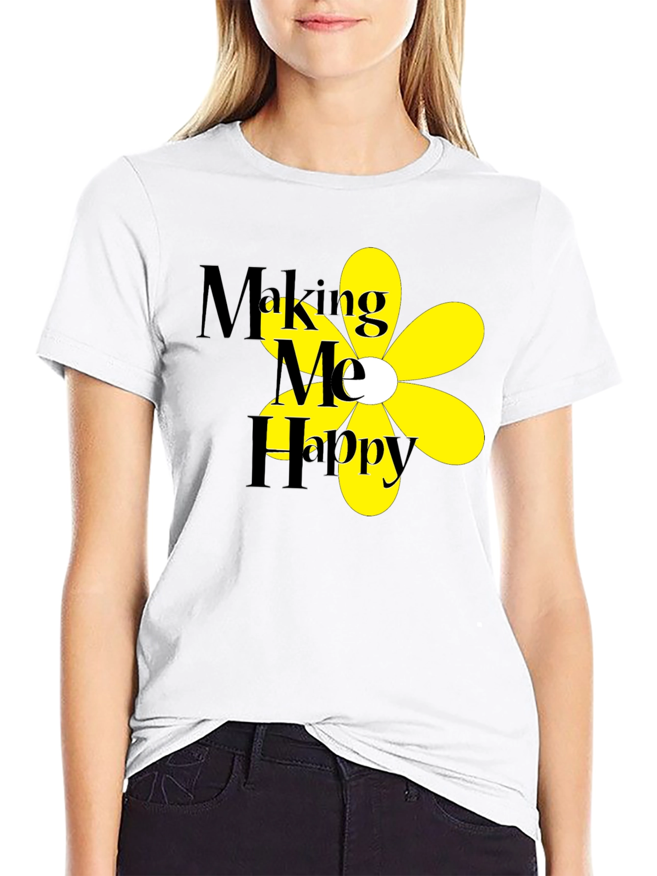 Making Me Happy T-Shirt - Black Floral Tee