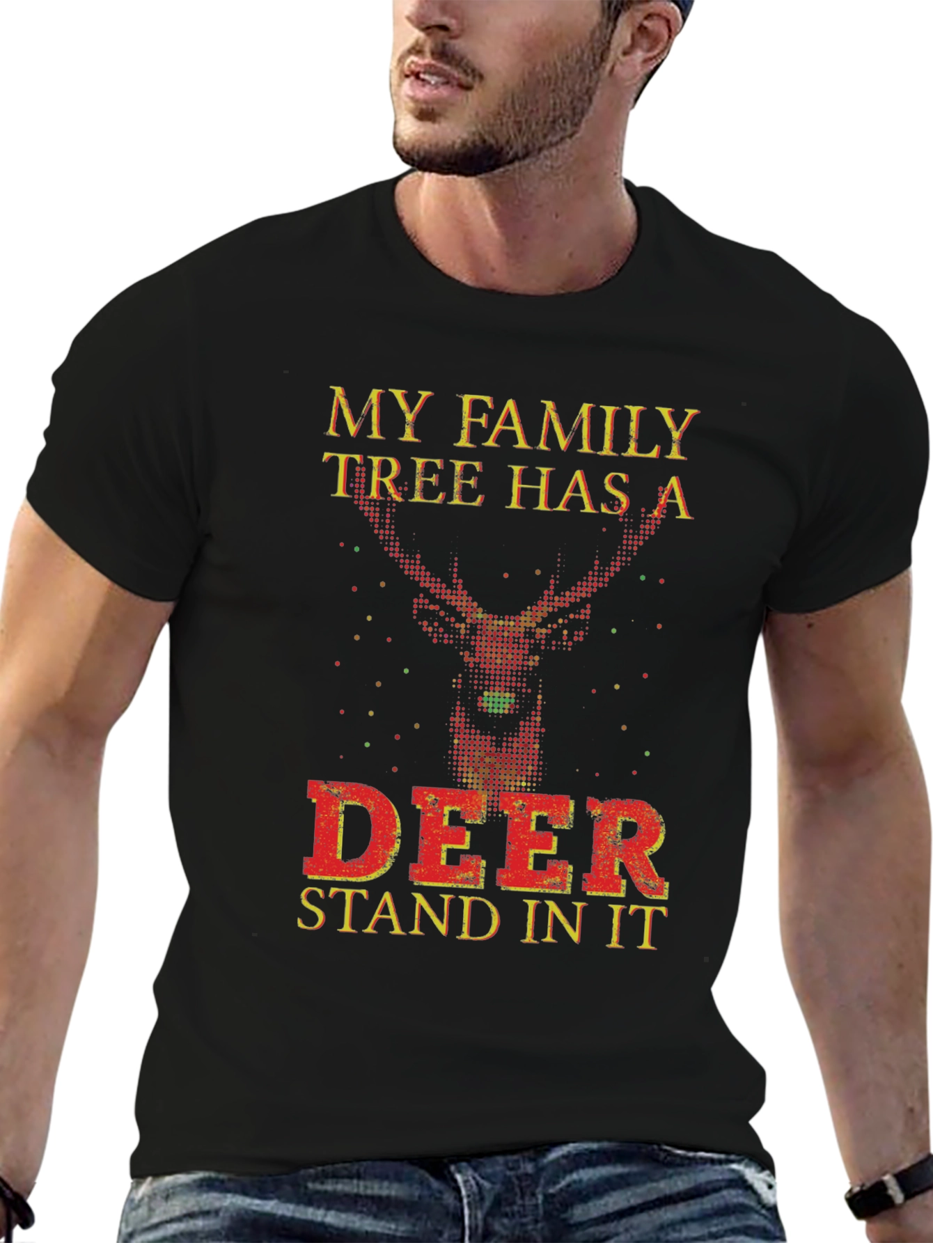 Funny Deer Family Tree Novelty T-Shirt