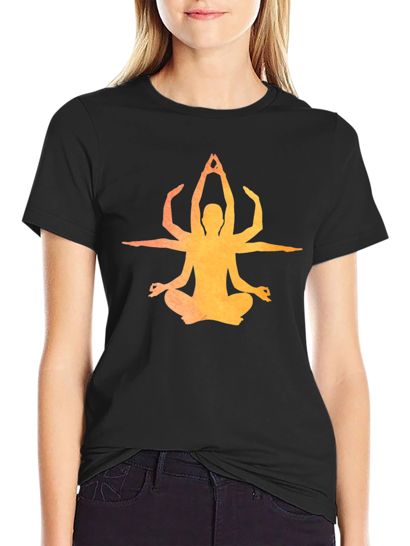 Meditative Chakra Yoga Graphic Tee - Black