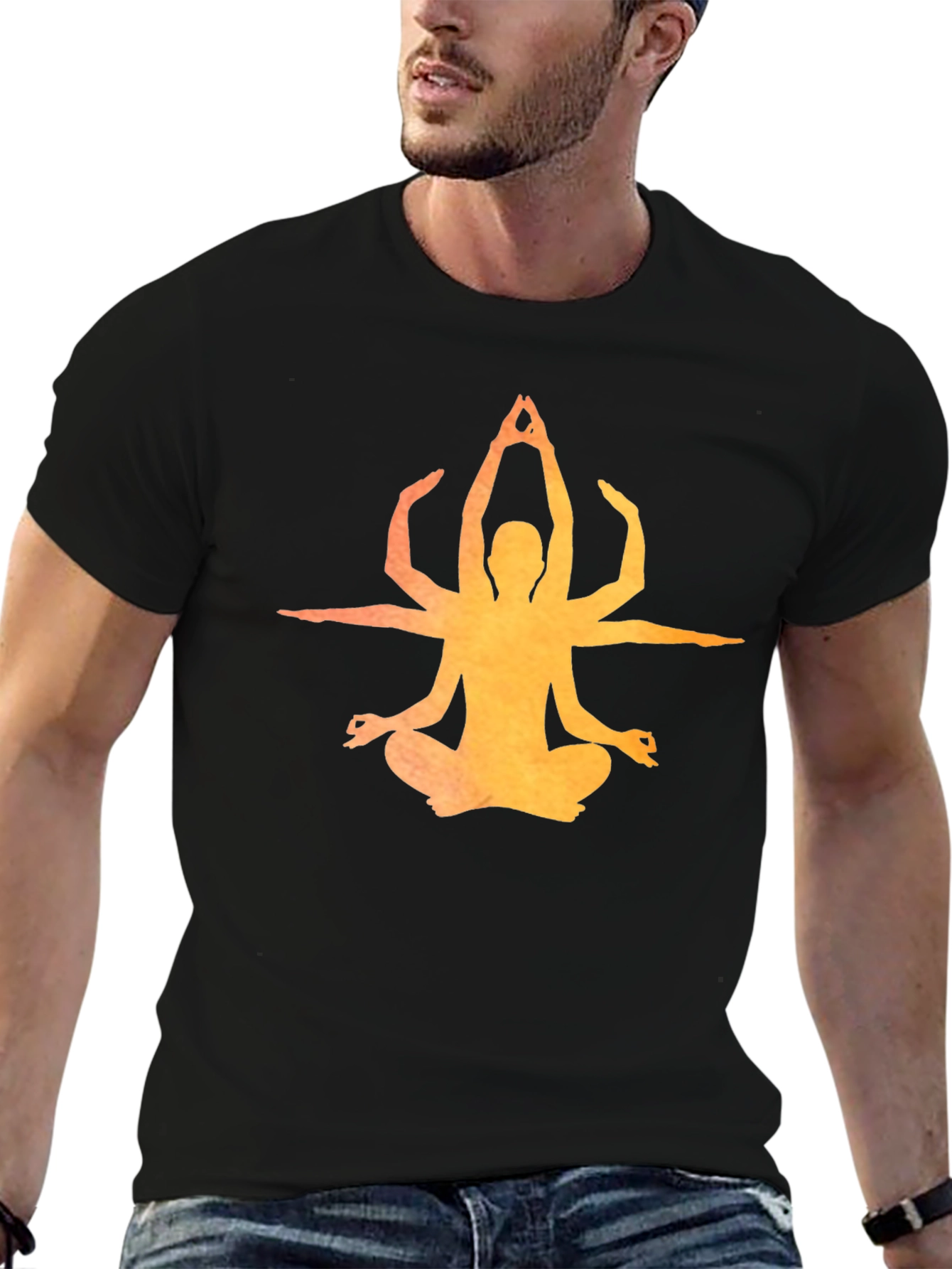 Meditative Chakra Yoga Graphic Tee - Black