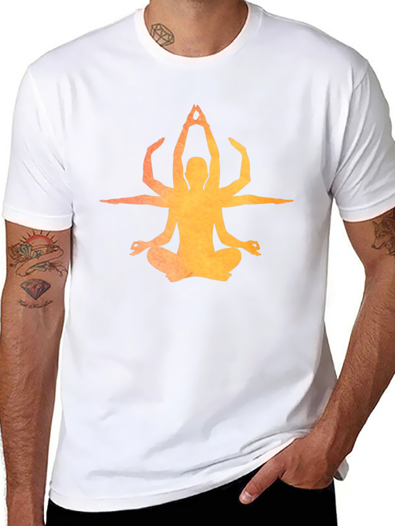 Meditative Chakra Yoga Graphic Tee - Black
