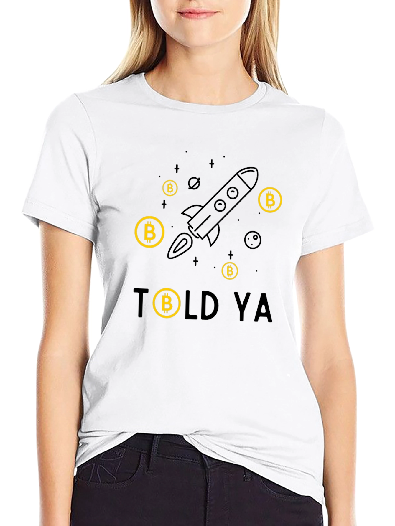 Bitcoin Rocket Black Tee - I Told Ya!