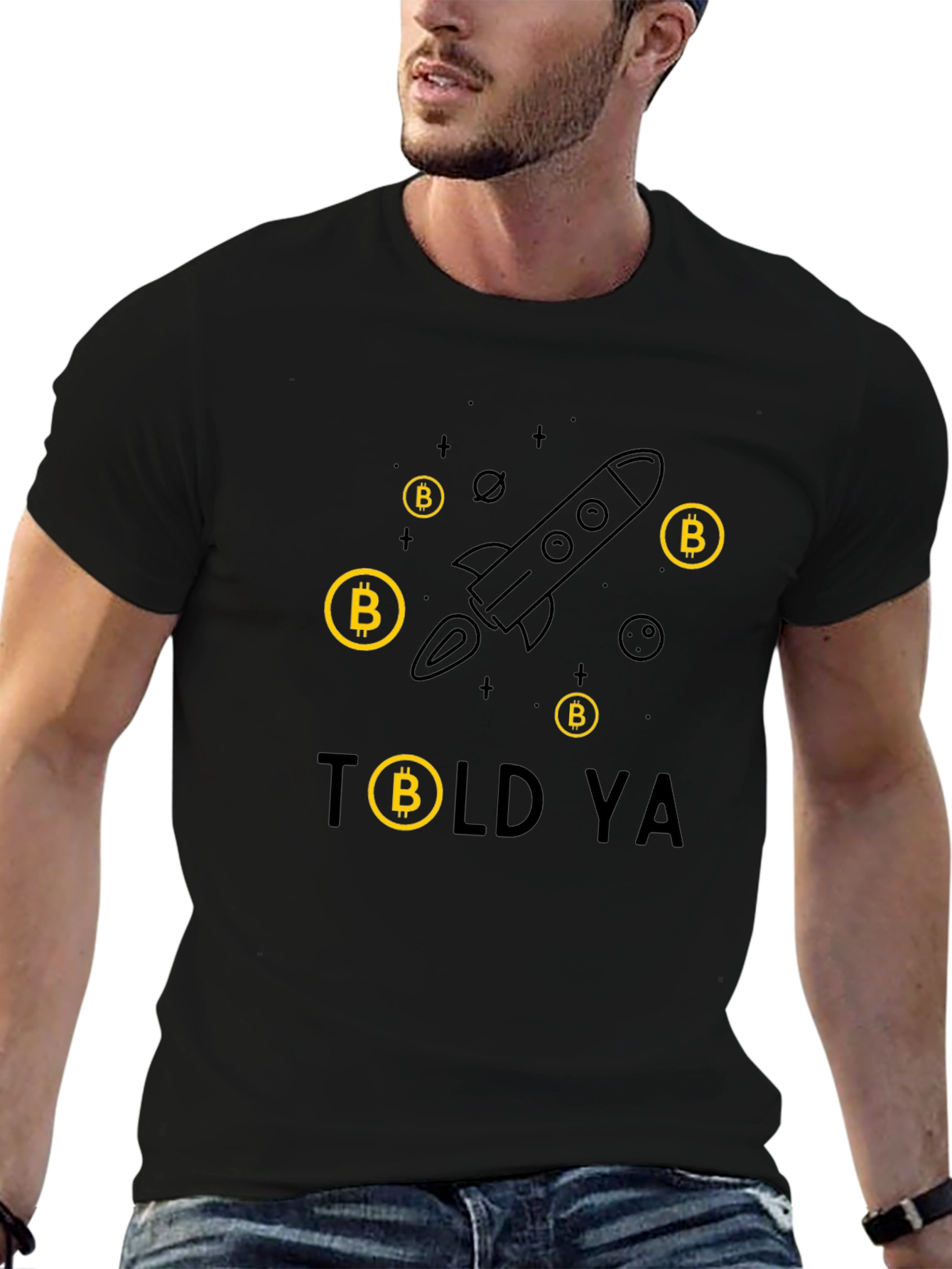 Bitcoin Rocket Black Tee - I Told Ya!