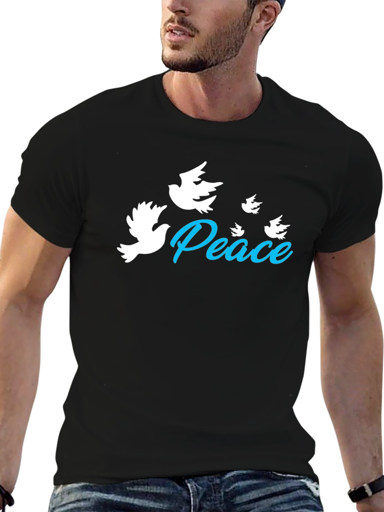 Peace Dove Graphic Black T-Shirt