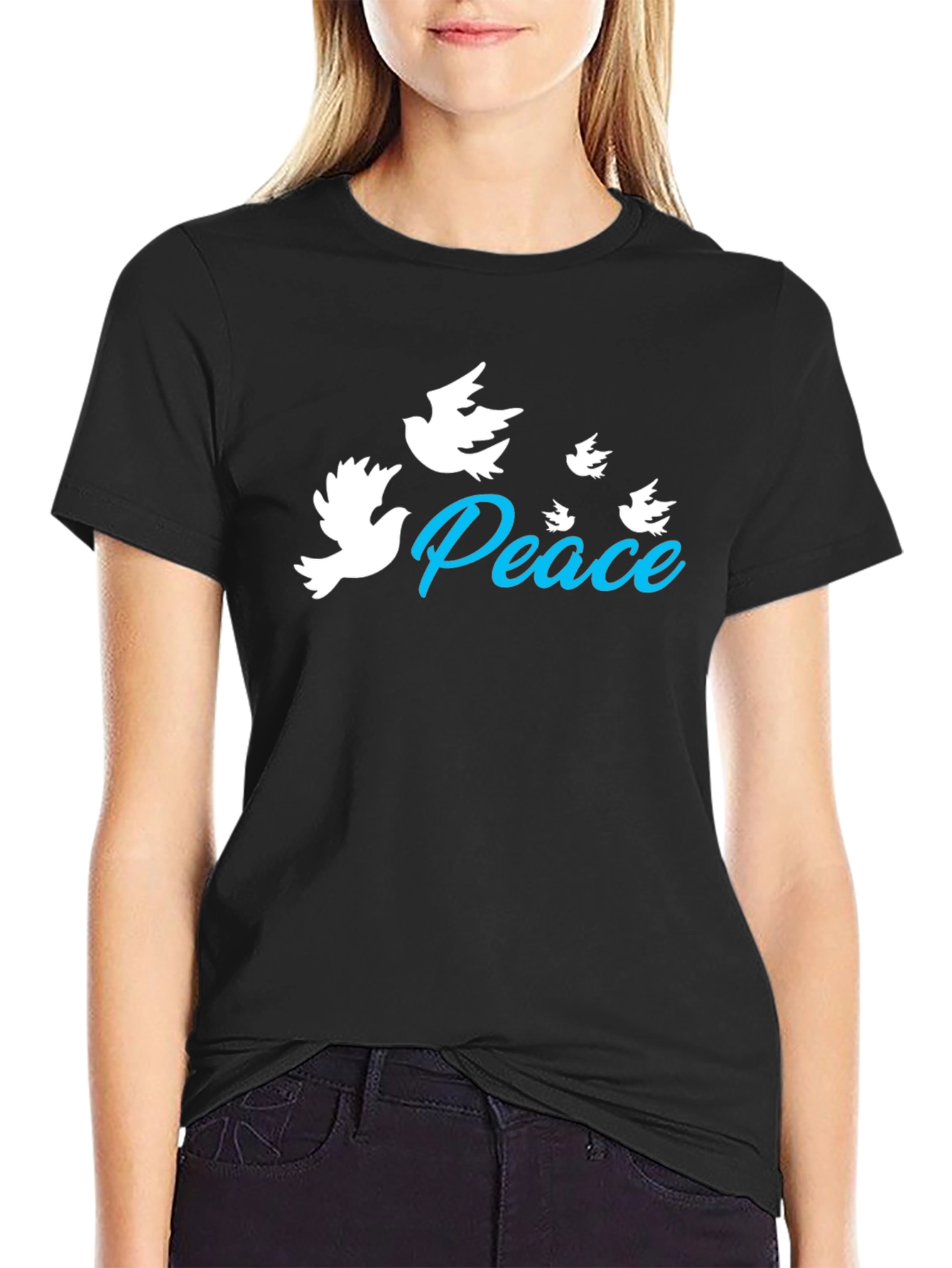 Peace Dove Graphic Black T-Shirt