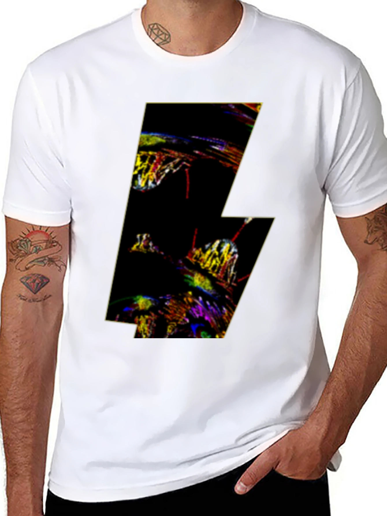 Abstract Lightning Bolt Graphic T-Shirt
