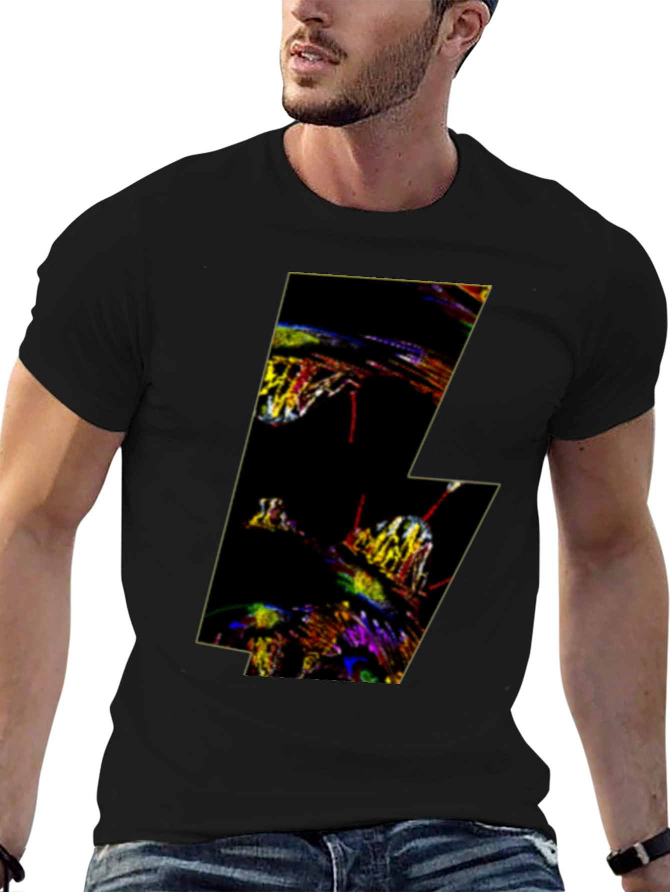 Abstract Lightning Bolt Graphic T-Shirt