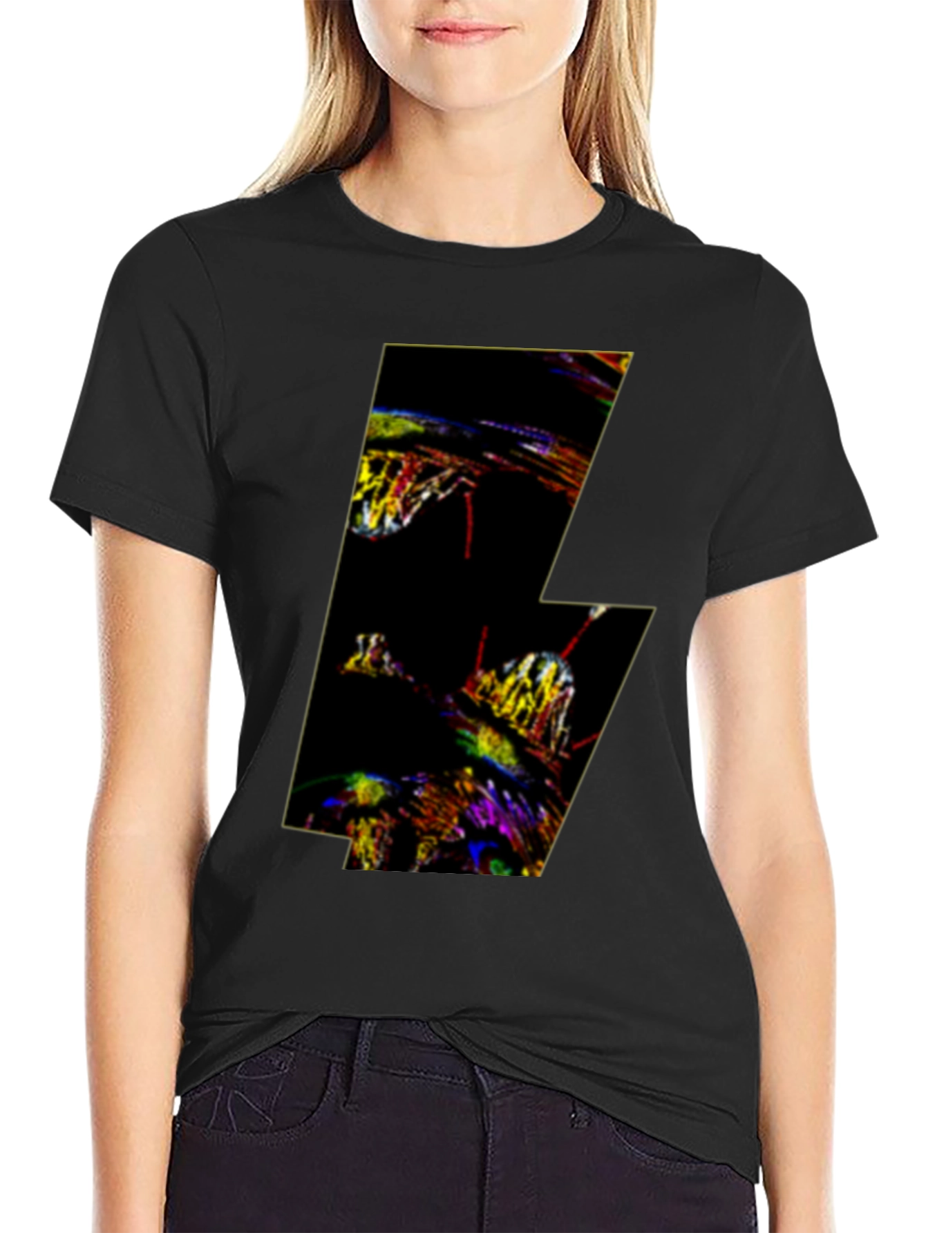 Abstract Lightning Bolt Graphic T-Shirt