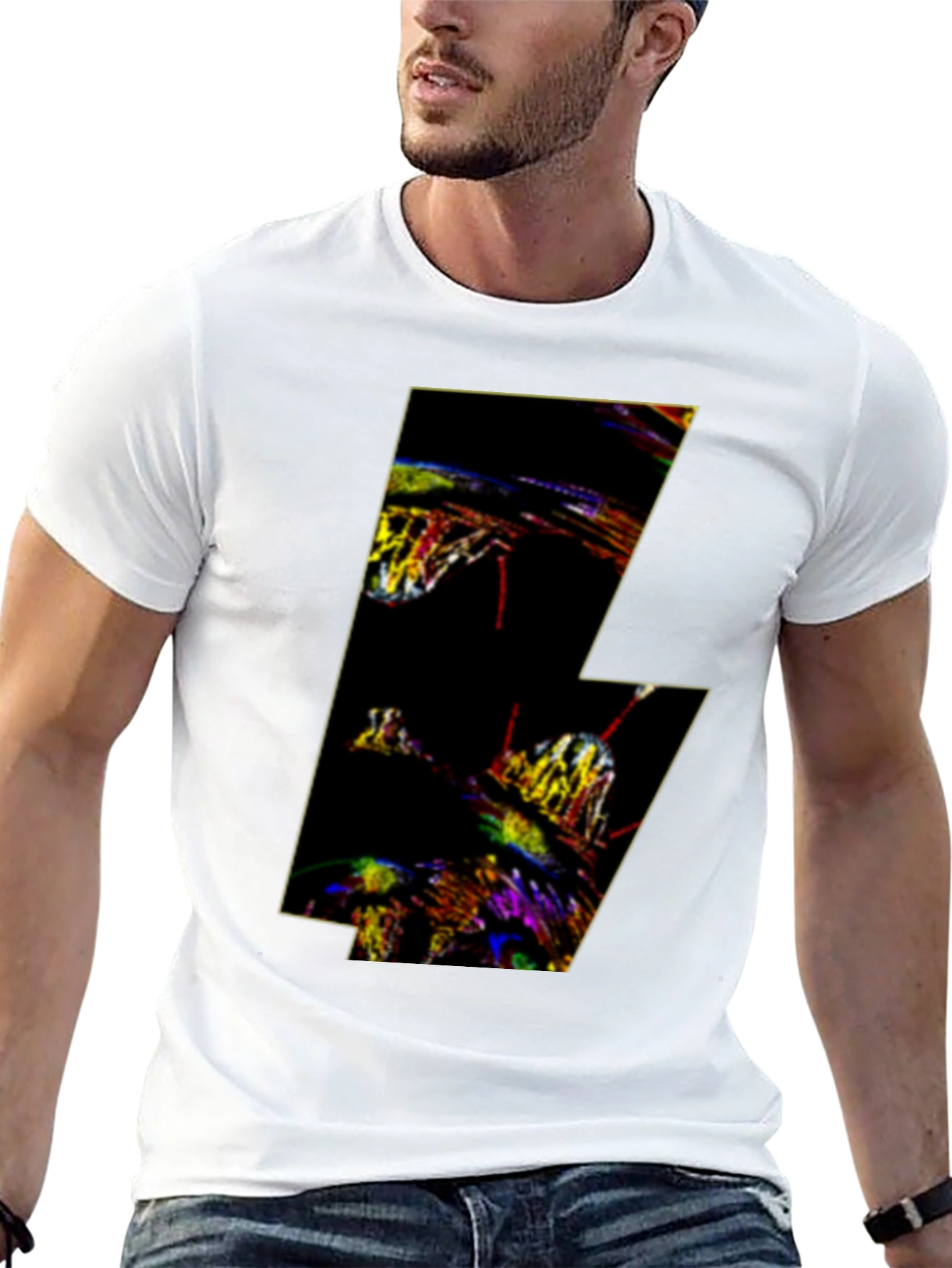 Abstract Lightning Bolt Graphic T-Shirt