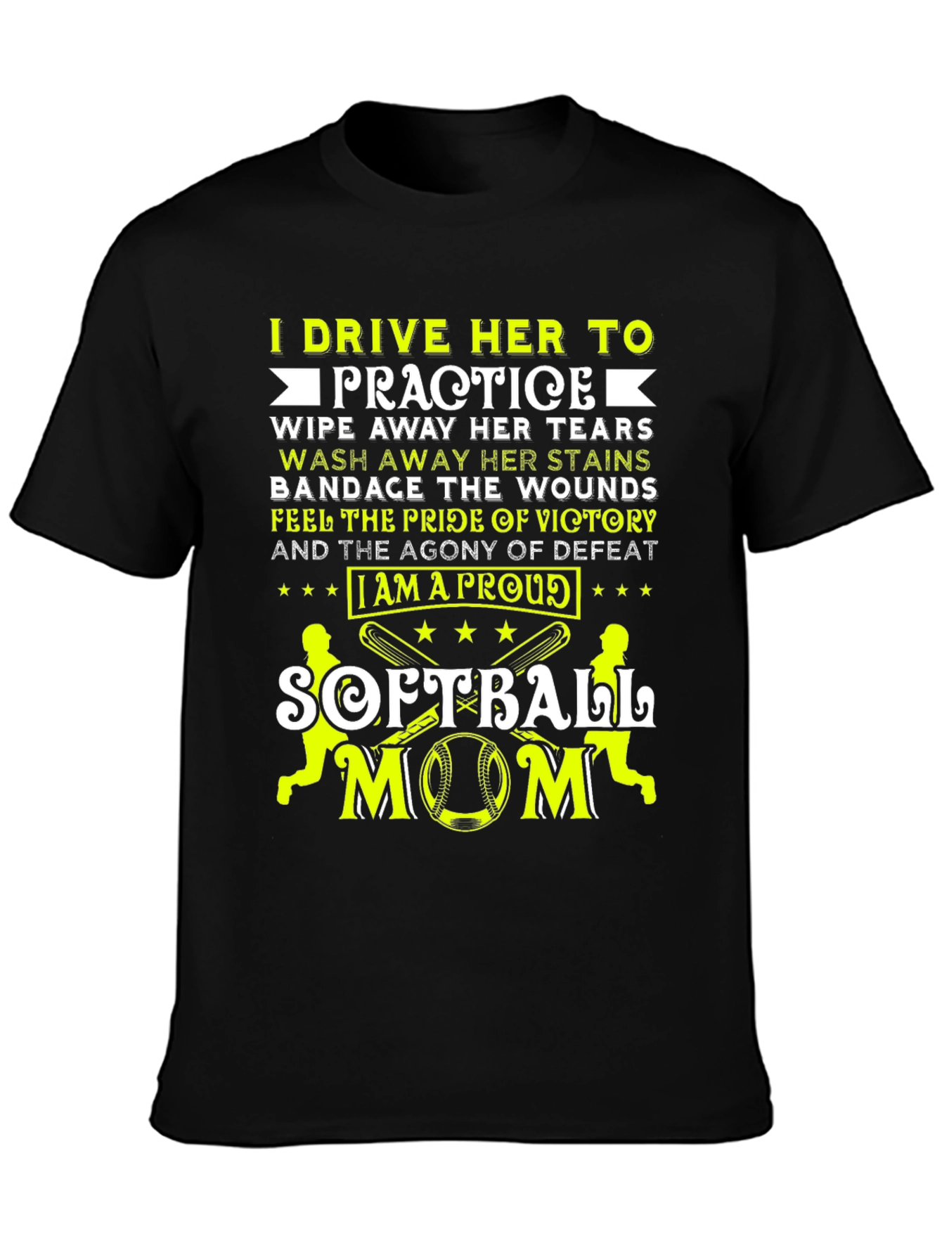 Proud Softball Mom Graphic Tee - Black