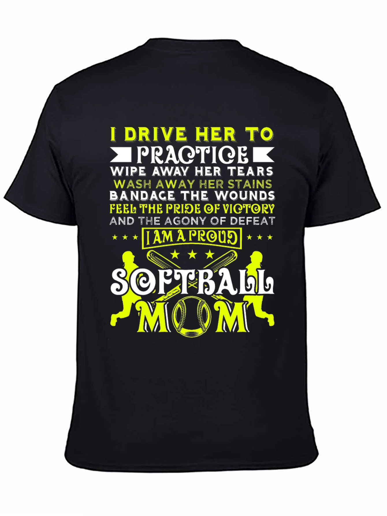 Proud Softball Mom Graphic Tee - Black