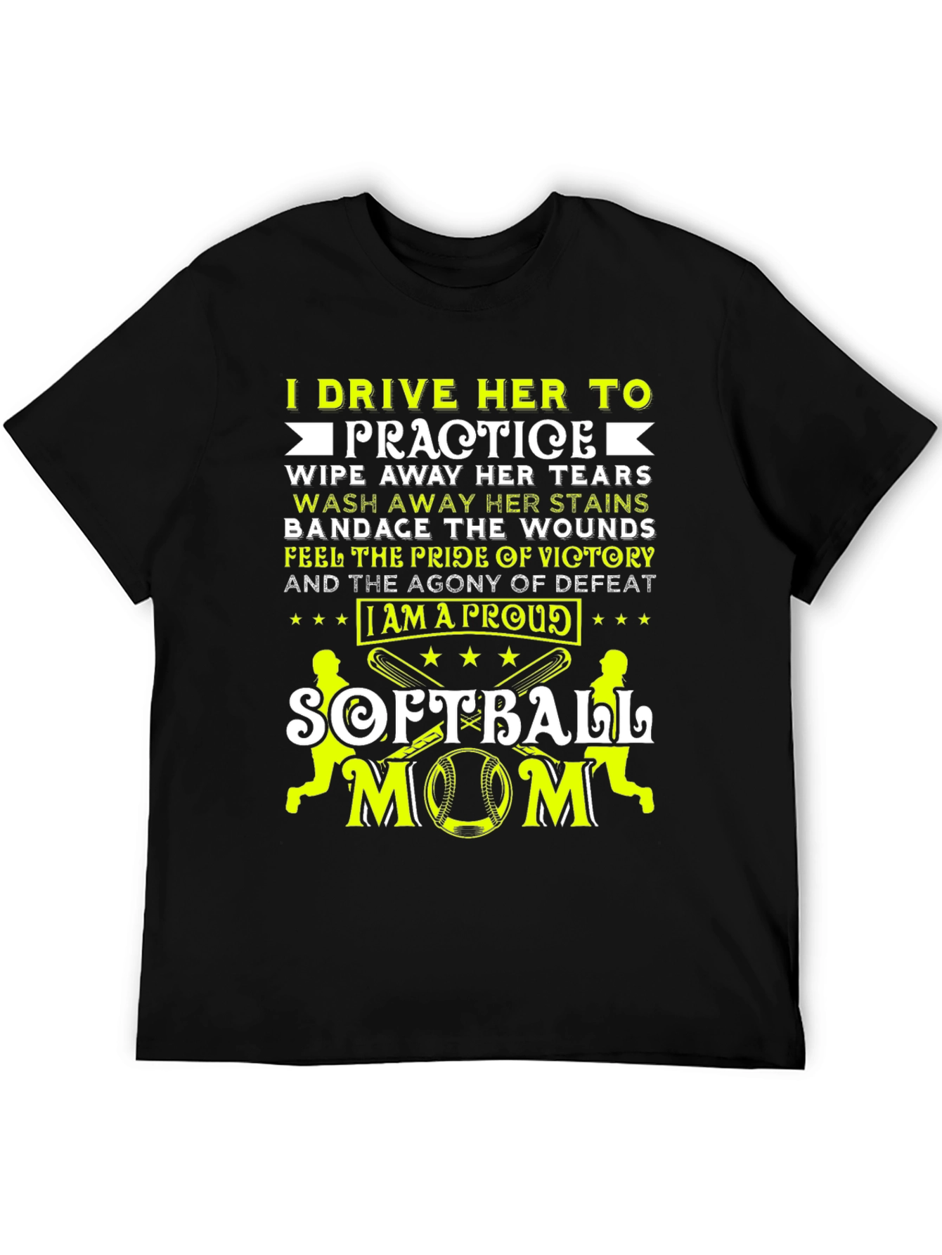 Proud Softball Mom Graphic Tee - Black