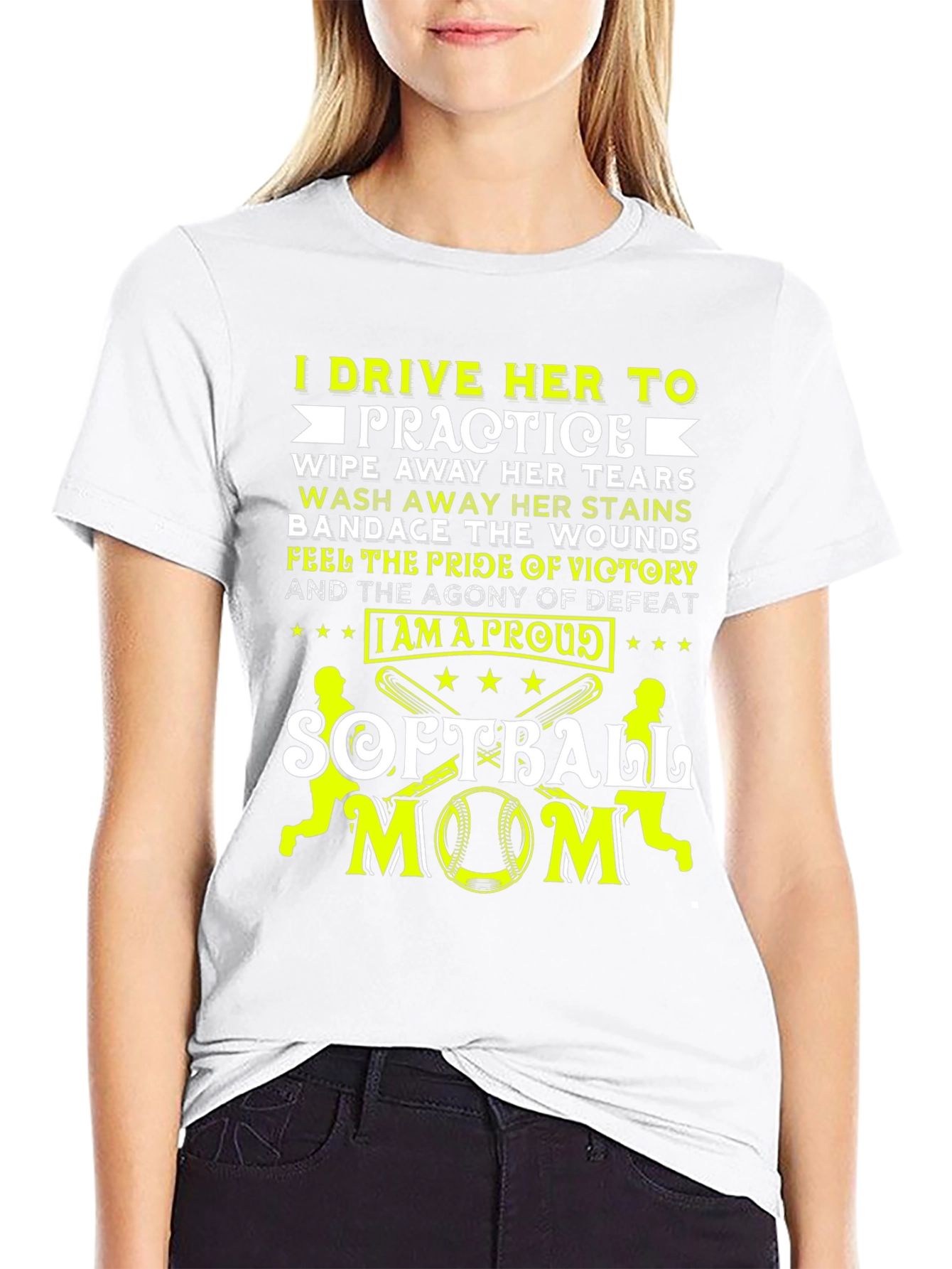 Proud Softball Mom Graphic Tee - Black