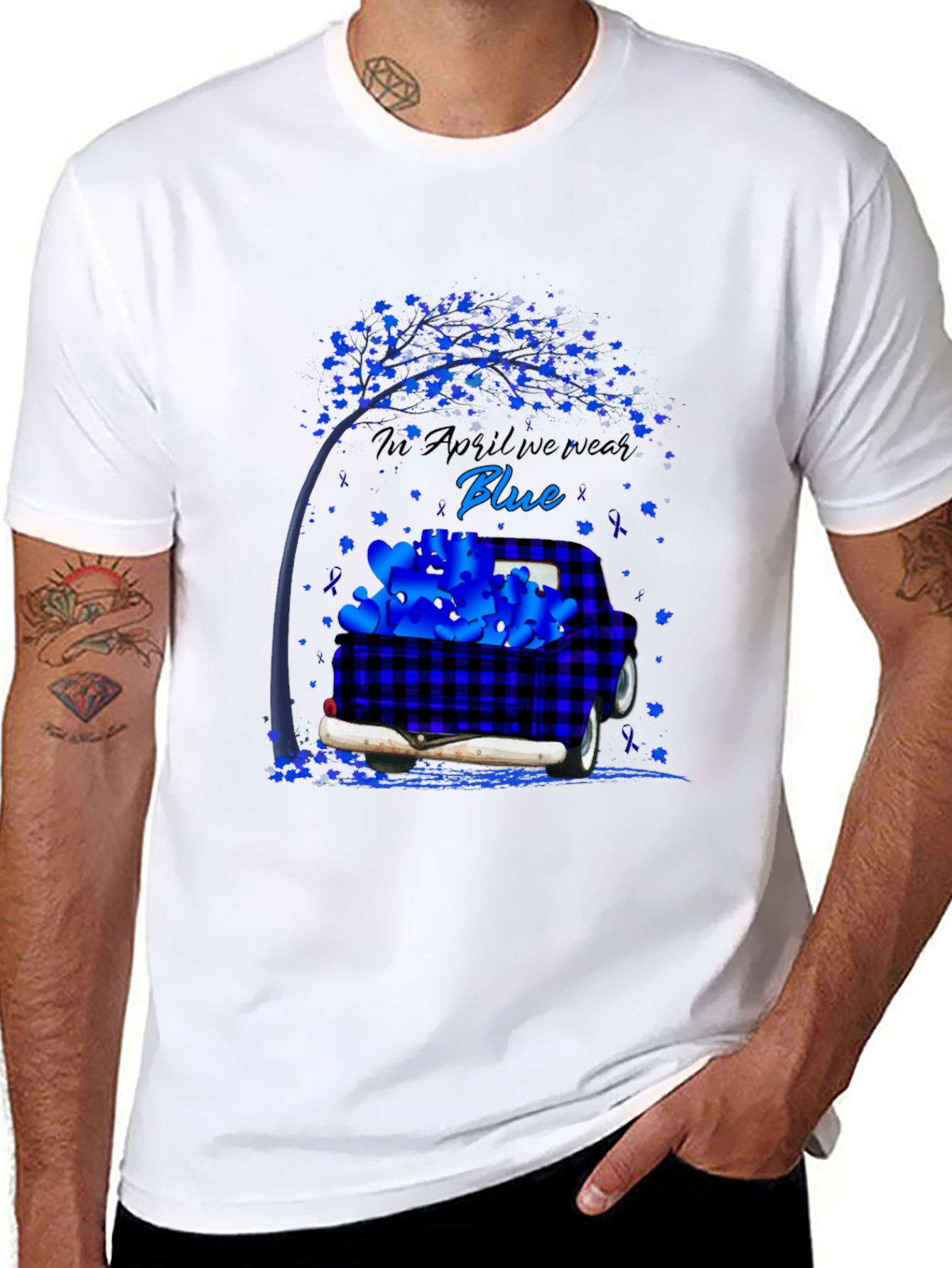 In April We Wear Blue Awareness T-Shirt