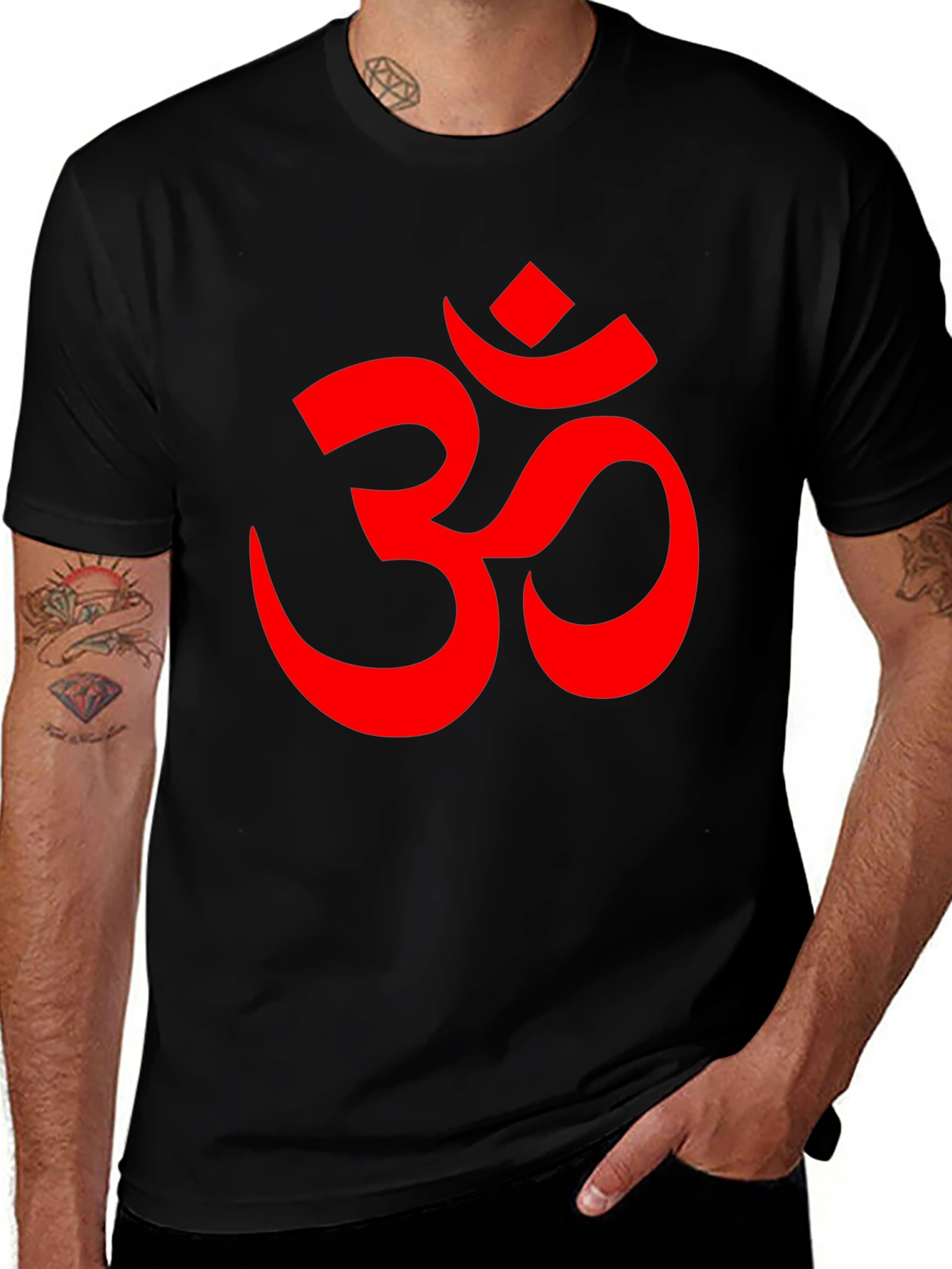 Om Symbol Graphic Tee - Black Cotton Blend