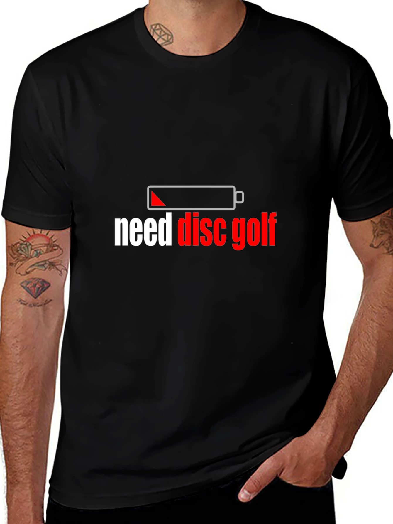 Need Disc Golf T-Shirt - Low Battery Design