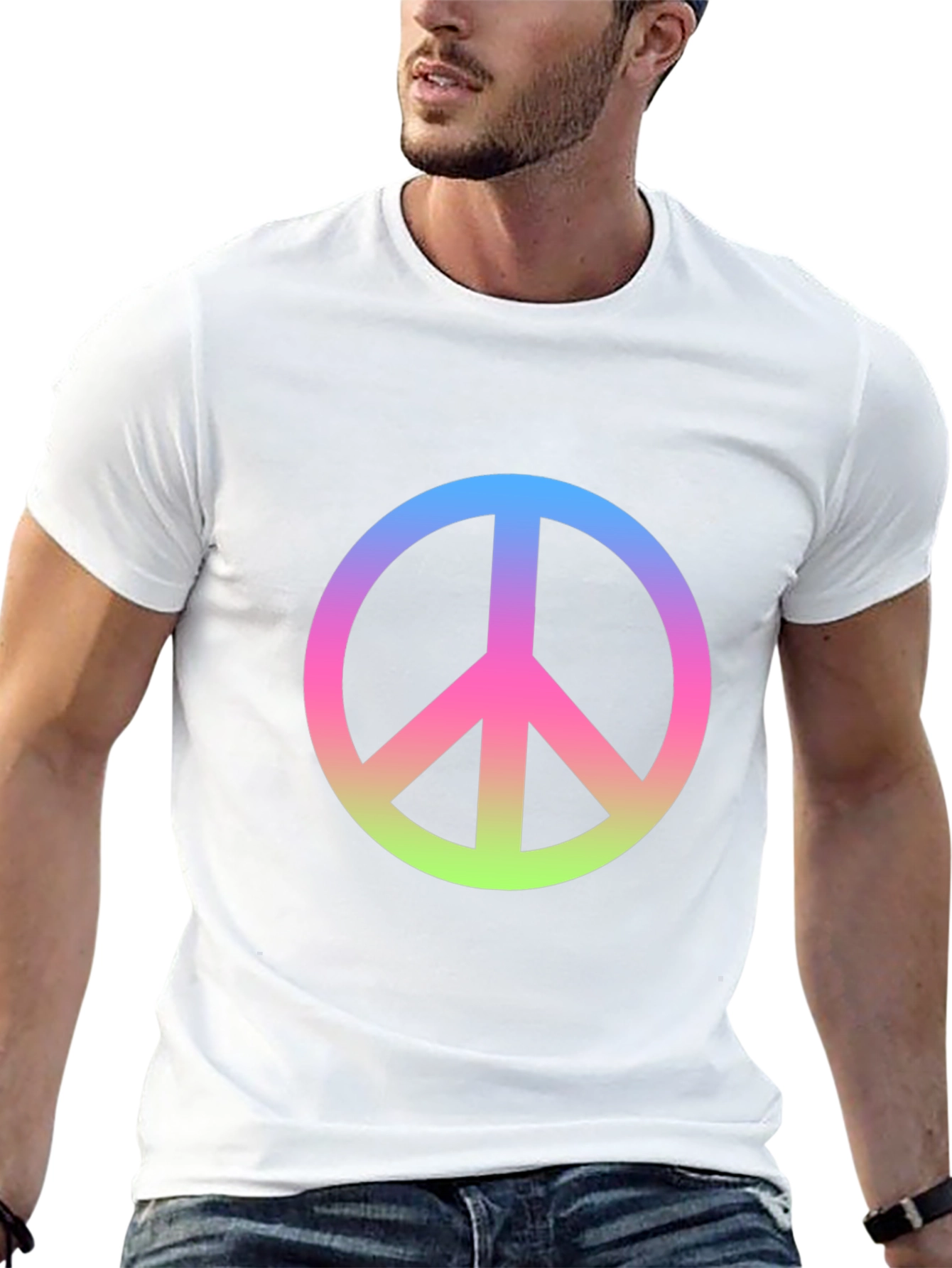 Peace Sign Gradient Tee - Black Cotton Blend