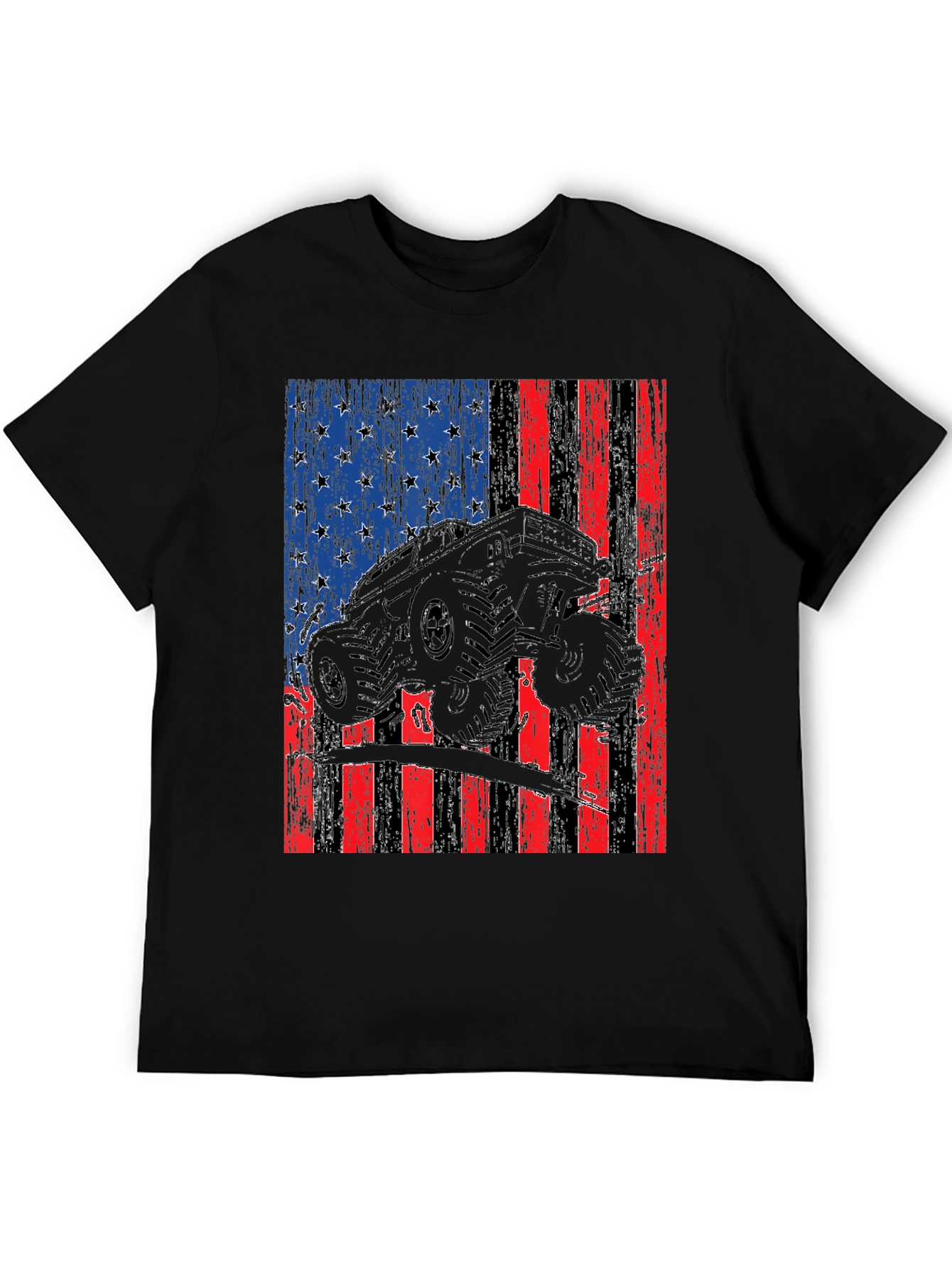 American Flag Monster Truck Graphic T-Shirt