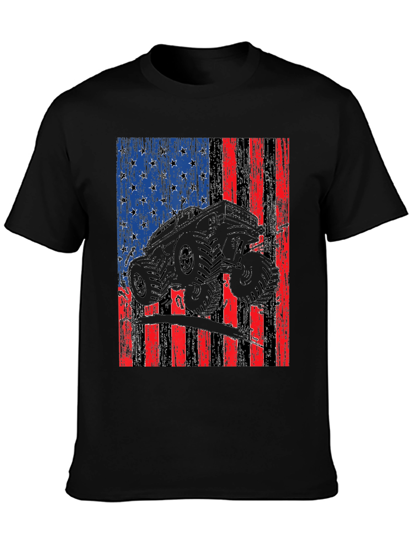 American Flag Monster Truck Graphic T-Shirt