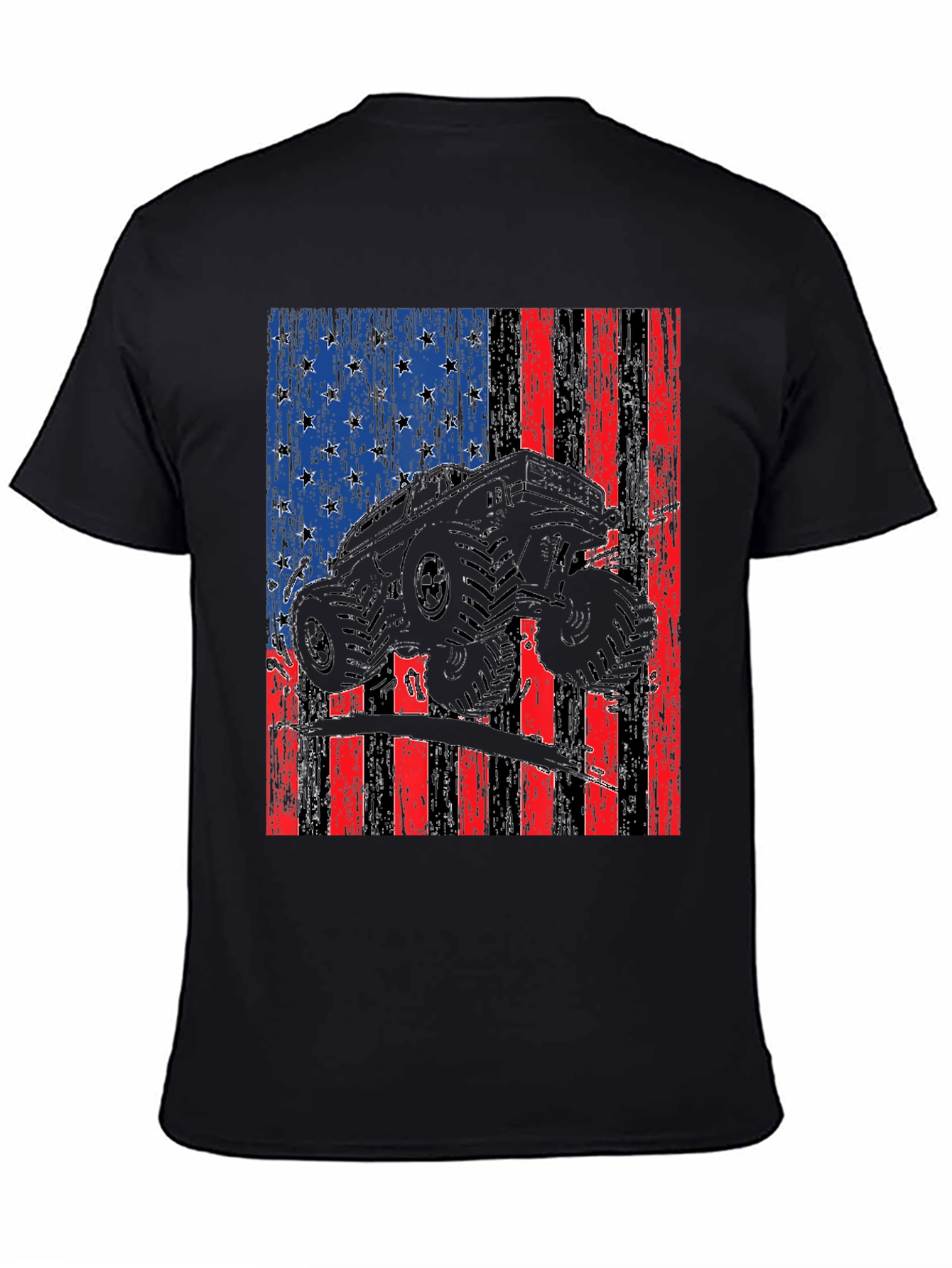 American Flag Monster Truck Graphic T-Shirt