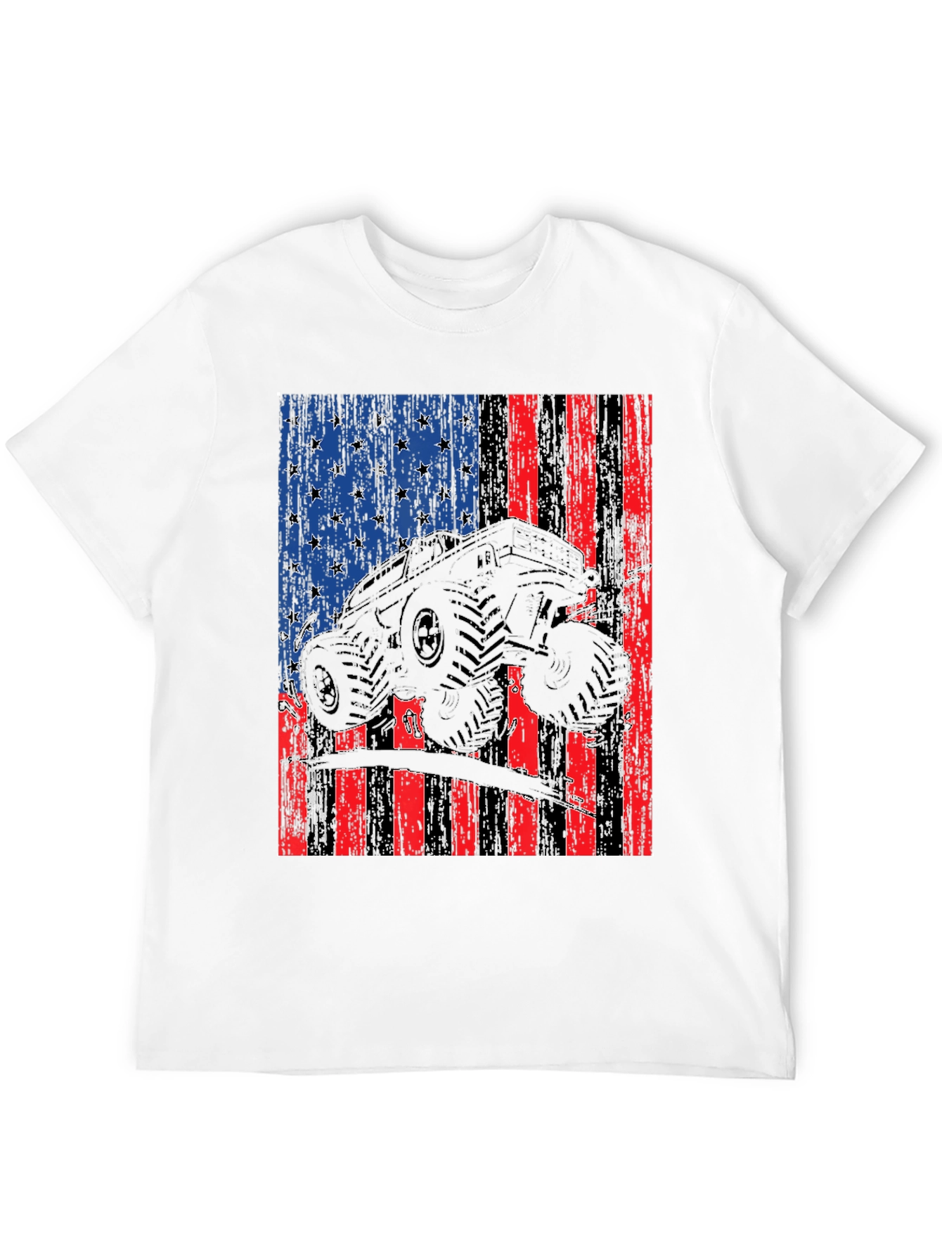 American Flag Monster Truck Graphic T-Shirt