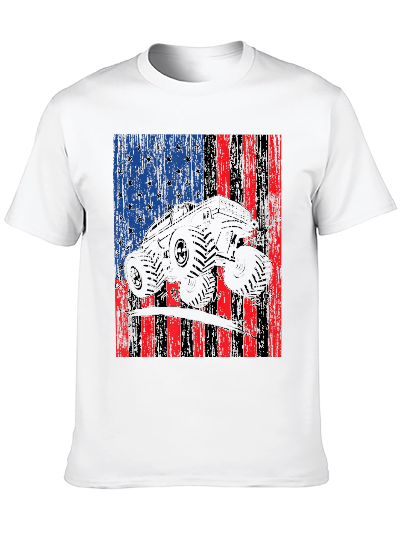 American Flag Monster Truck Graphic T-Shirt