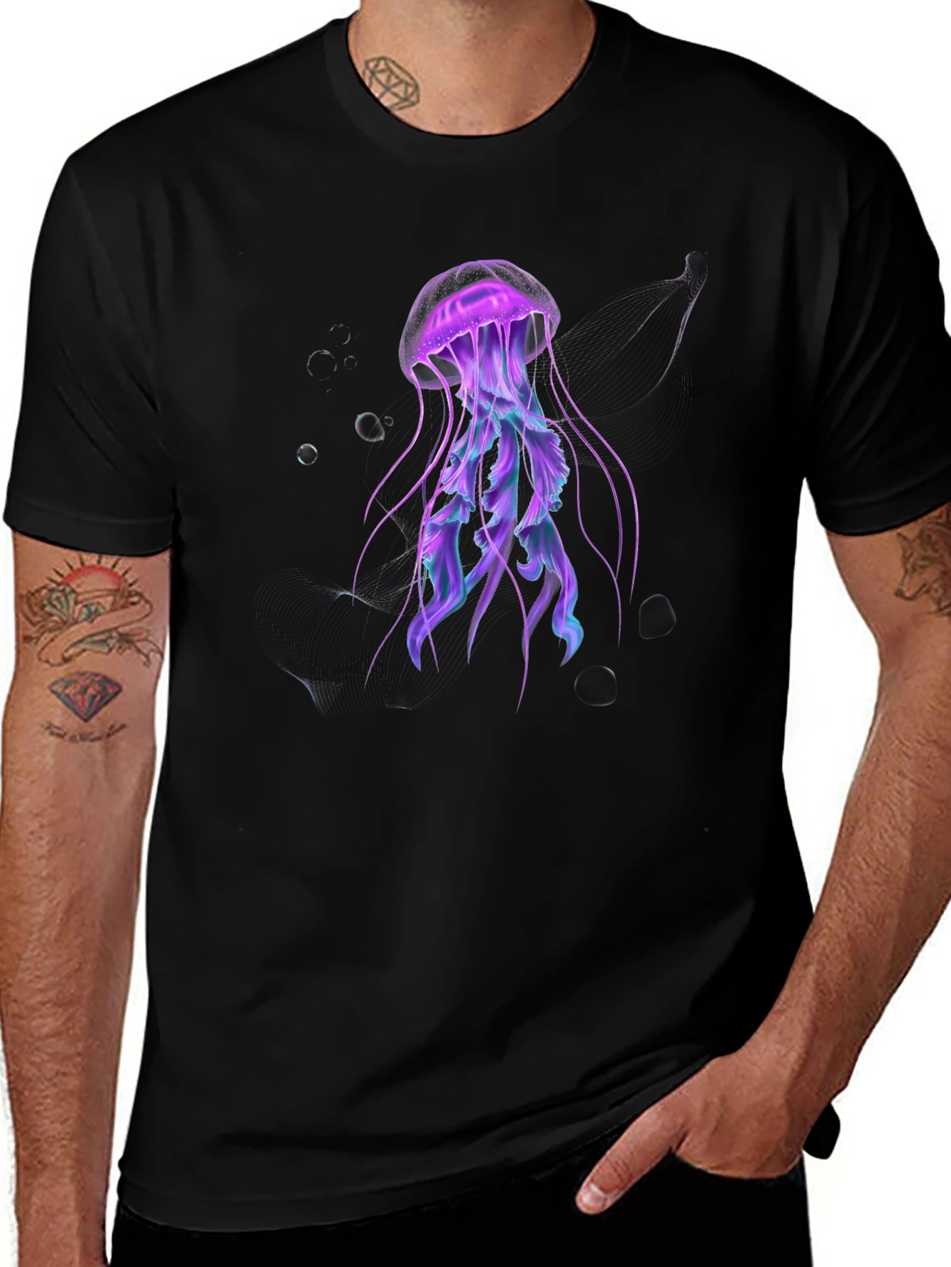 Jellyfish Graphic Black Tee - Unique Design